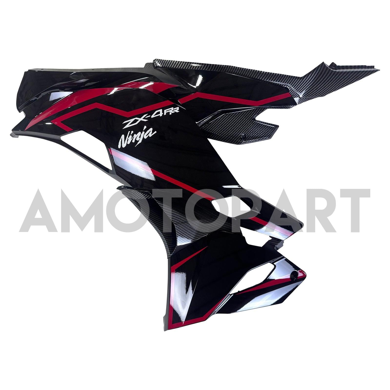 Amotopart 2019-2025 Ninja ZX-25R ZX-4R ZX-4RR Kawasaki Black & Red Stripes Fairing Kit