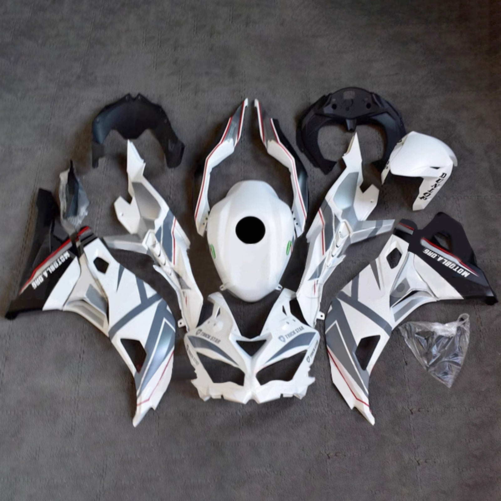 Amotopart 2019-2026 Ninja ZX-25R ZX-4R ZX-4RR Kawasaki White&Grey Fairing Kit
