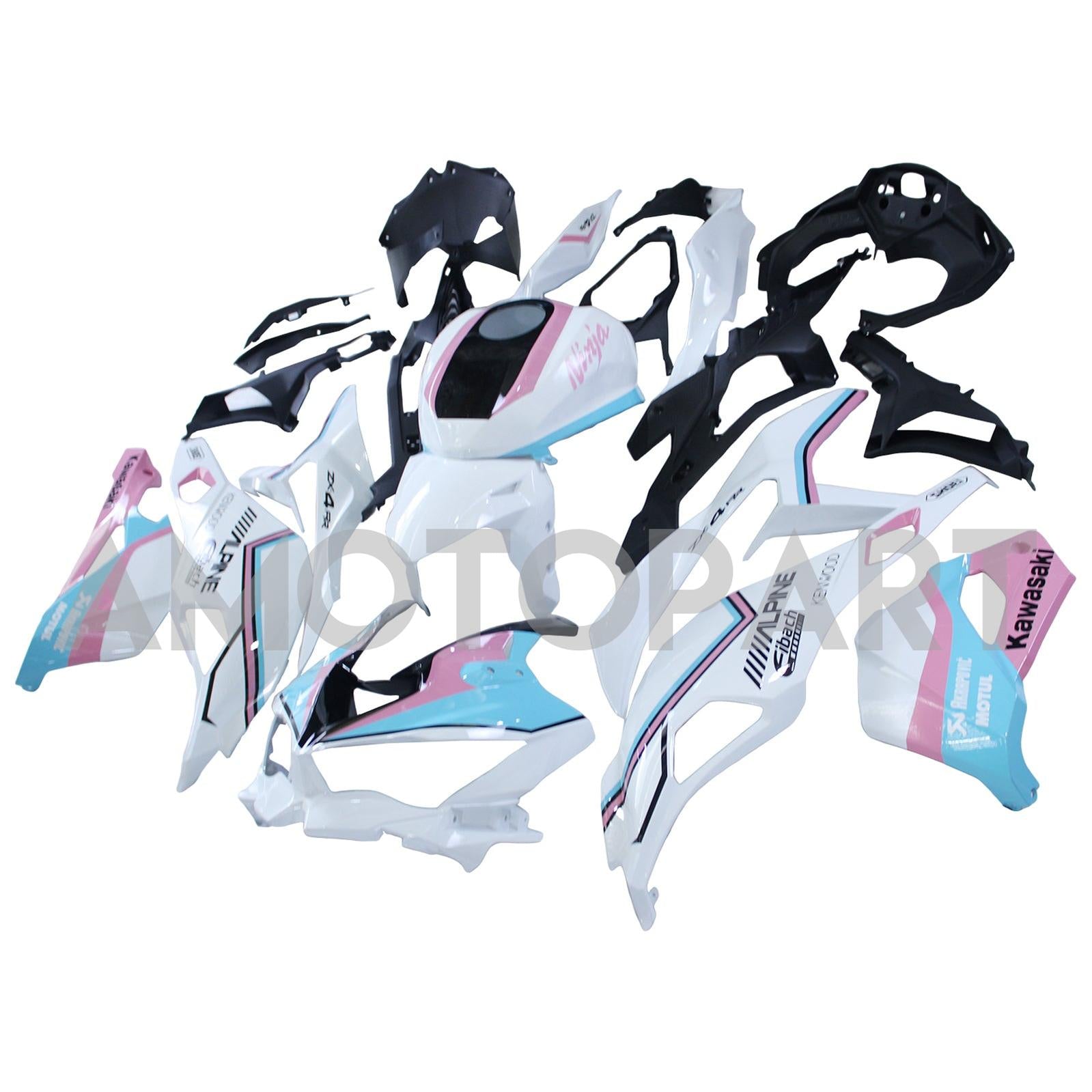Amotopart 2019-2025 Ninja ZX-25R ZX-4R ZX-4RR Kawasaki Pink&Blue Fairing Kit