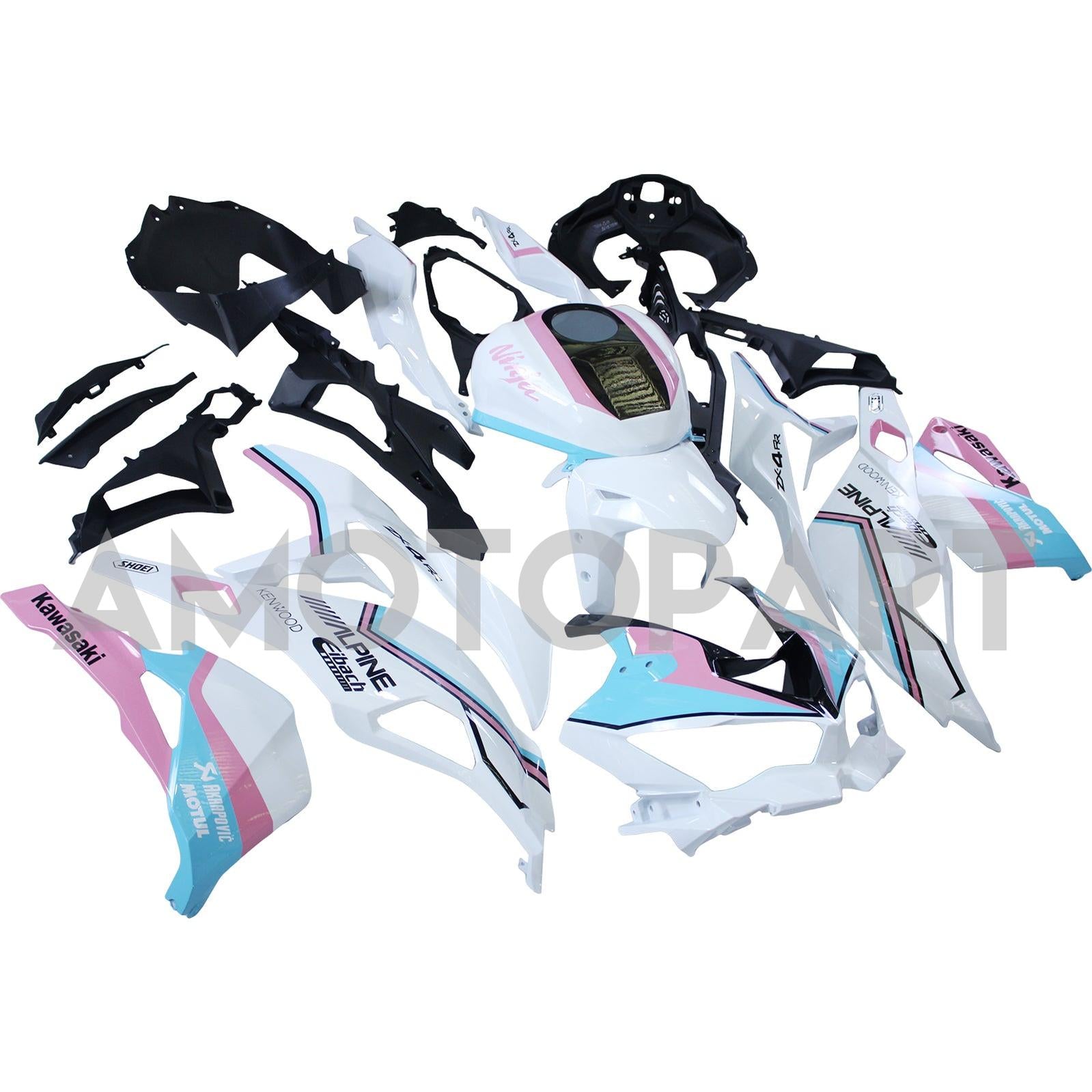 Amotopart 2019-2025 Ninja ZX-25R ZX-4R ZX-4RR Kawasaki Pink&Blue Fairing Kit