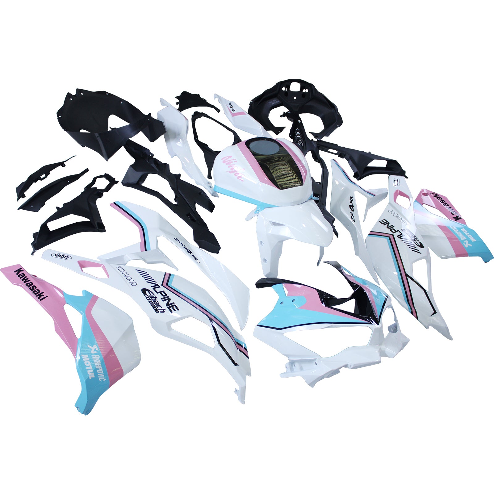 Amotopart 2019-2024 Ninja ZX-25R ZX-4R ZX-4RR Kawasaki Pink&Blue Fairing Kit