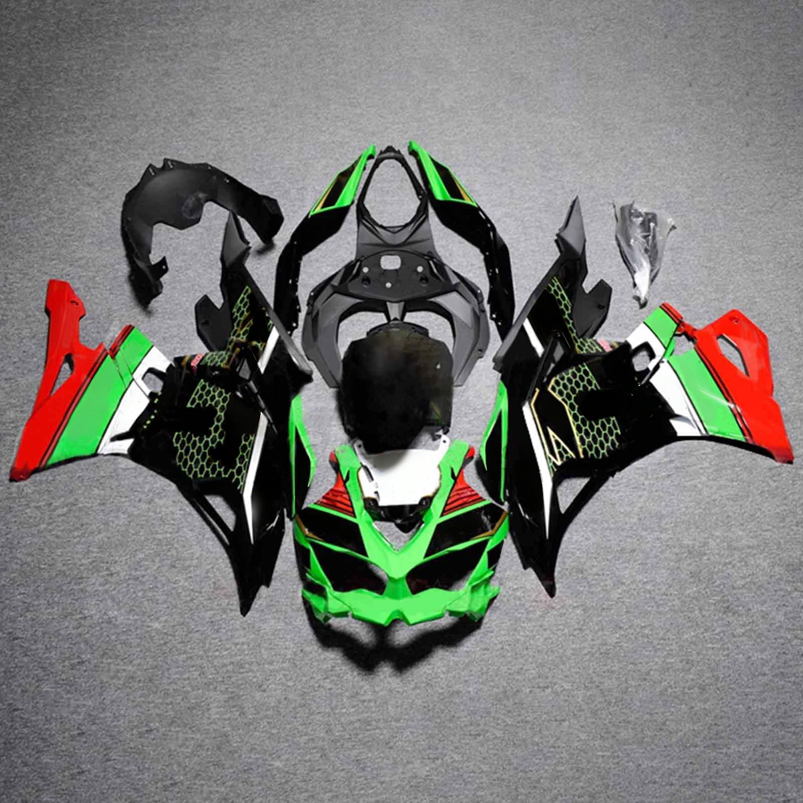 Amotopart 2019-2024 Ninja ZX-25R ZX-4R ZX-4RR Kawasaki Kit de carenado verde y rojo