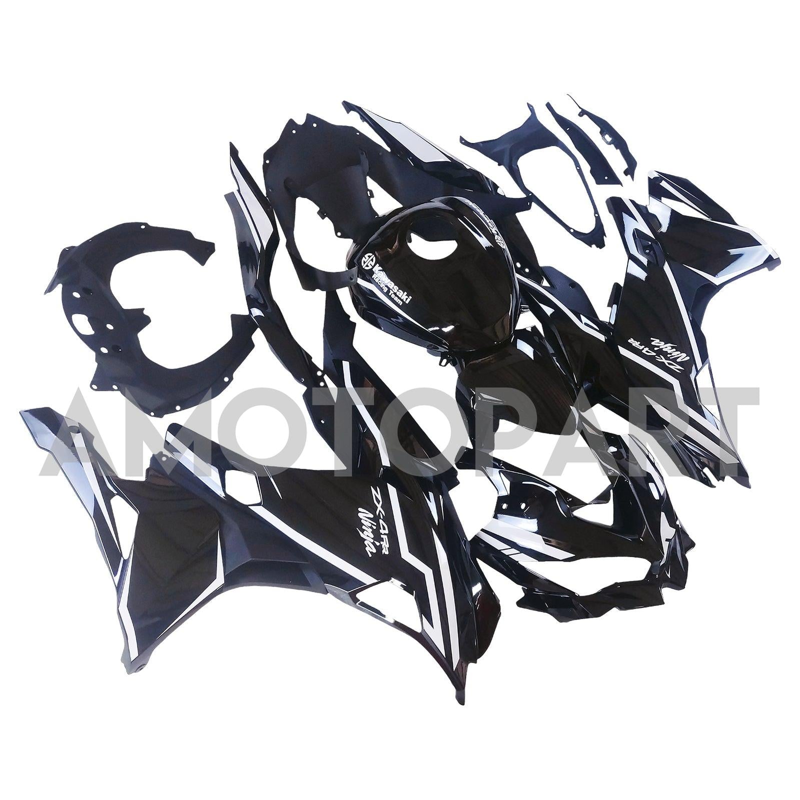 Amotopart 2019-2024 Ninja ZX-25R ZX-4R ZX-4RR Kawasaki Kit carena a strisce bianche e nere