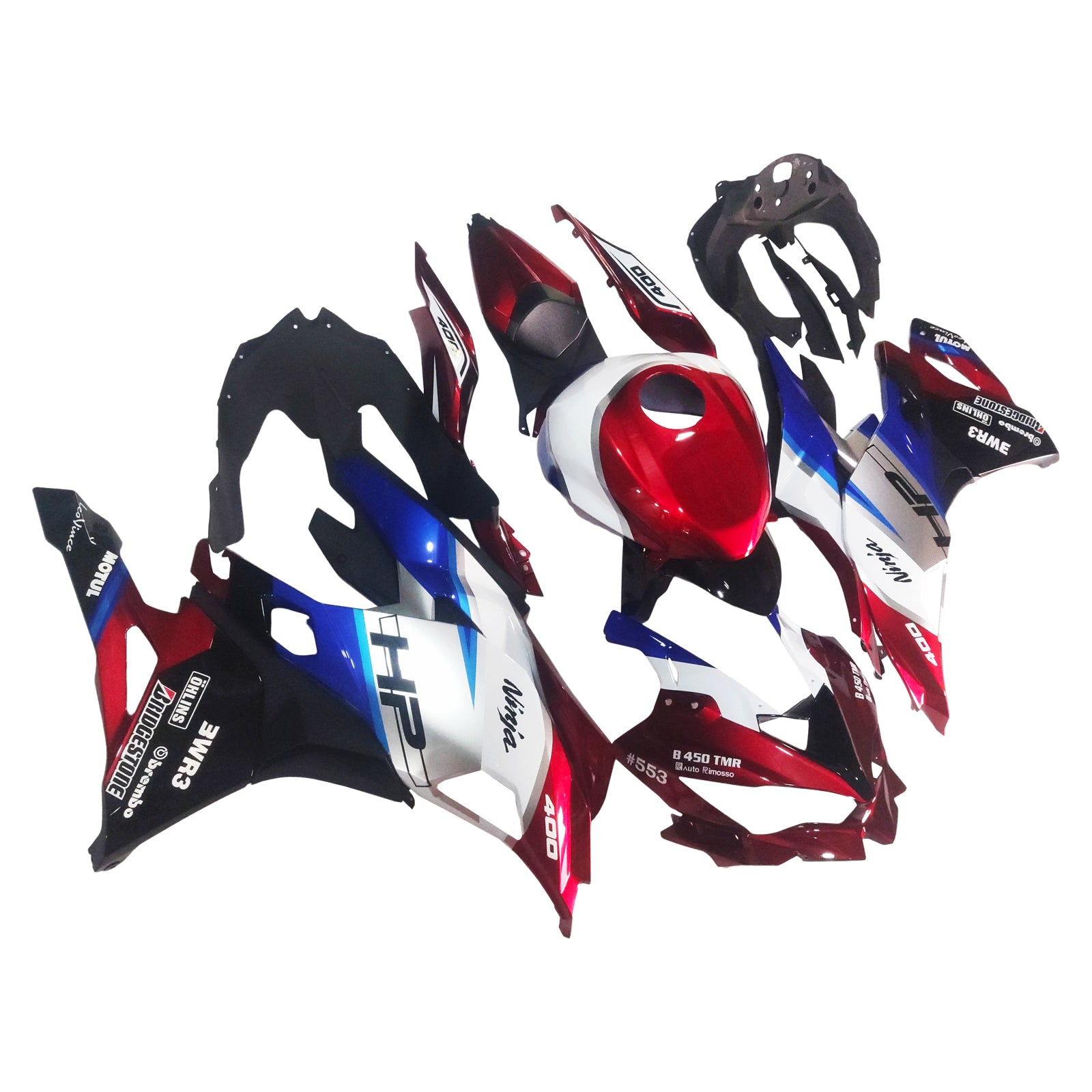 Amotopart 2019–2026 Ninja ZX-25R ZX-4R ZX-4RR Kawasaki Rot&Bblauer Verkleidungssatz