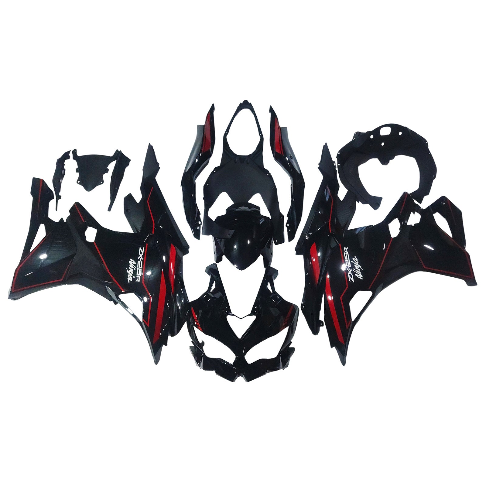 Amotopart 2019-2026 Ninja ZX-25R ZX-4R ZX-4RR Kawasaki Schwarz&Red Stripes Verkleidungssatz