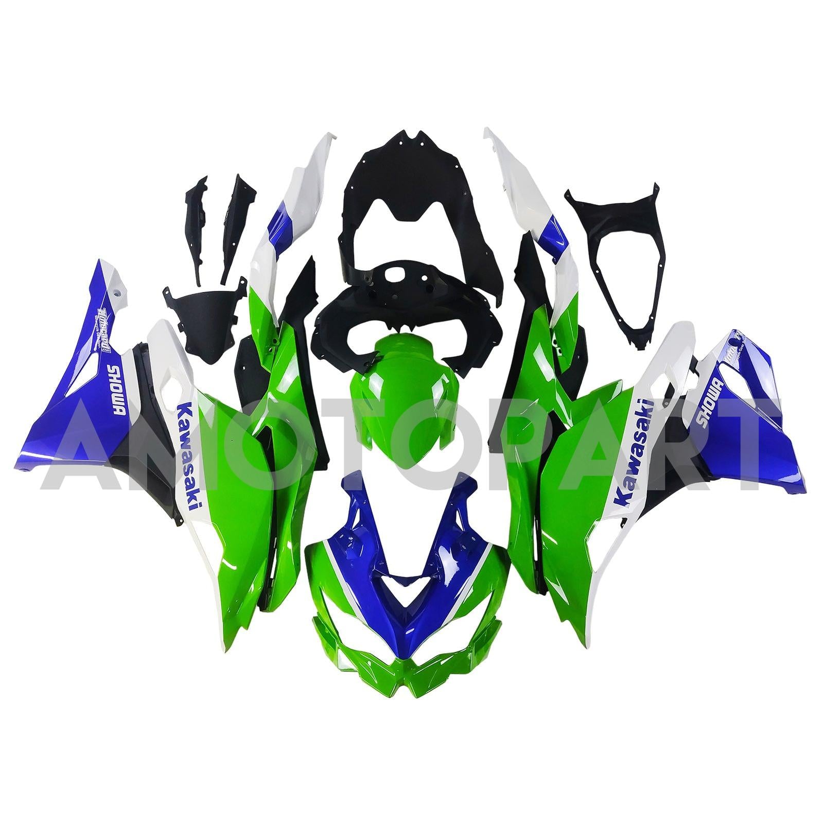 Amotopart 2019-2025 Ninja ZX-25R ZX-4R ZX-4RR Kawasaki Green & Blue Fairing Kit