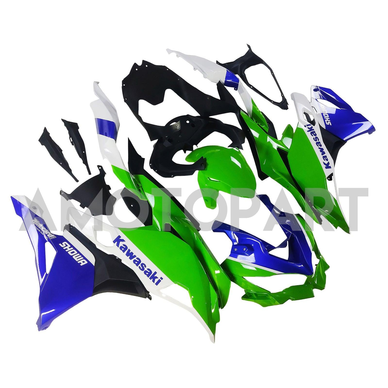 Amotopart 2019-2025 Ninja ZX-25R ZX-4R ZX-4RR Kawasaki Green & Blue Fairing Kit