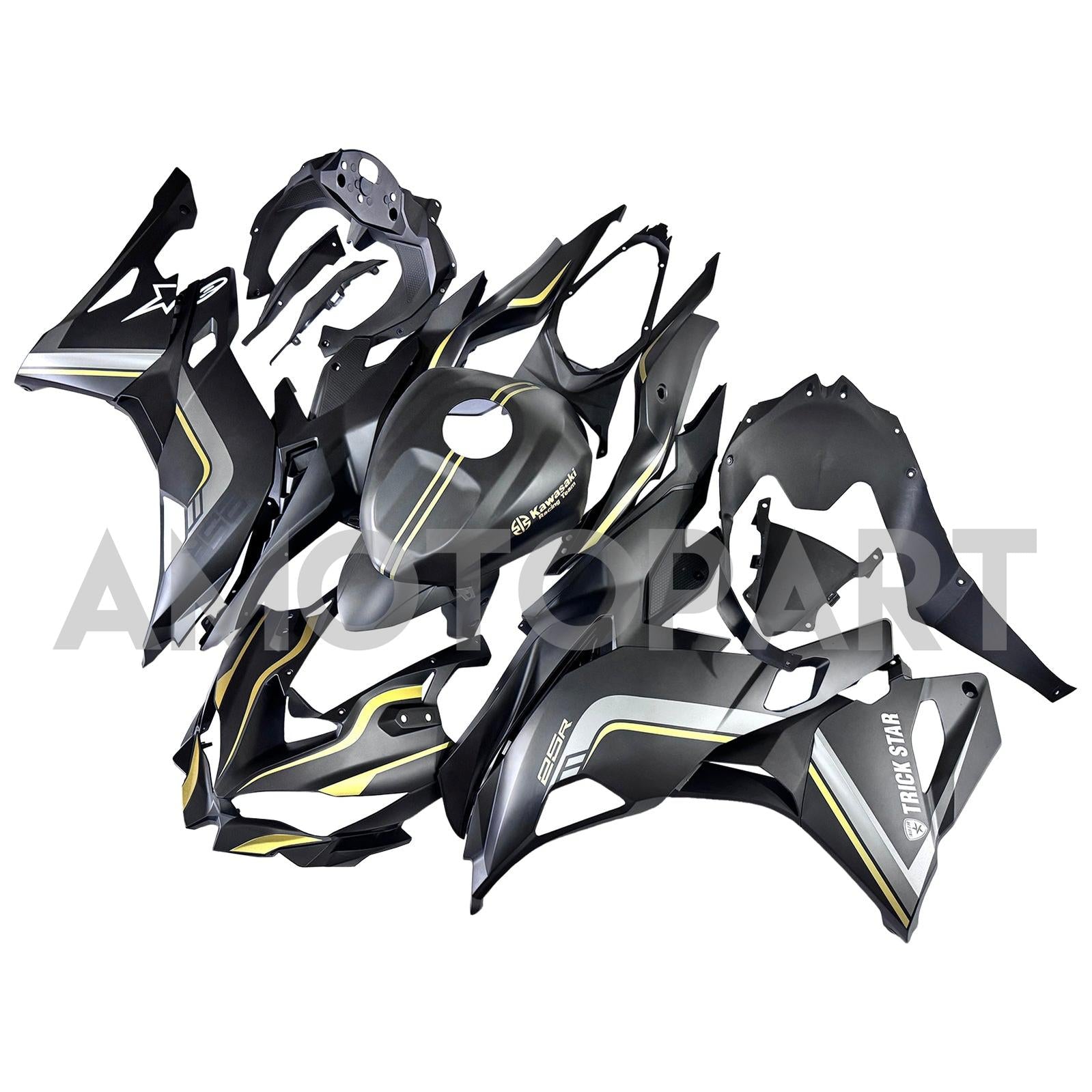 AMOTOPT 2019-2025 NINJA ZX-25R ZX-4R ZX-4RR KAWASAKI BLACK & GOLD STRIPESS KIT
