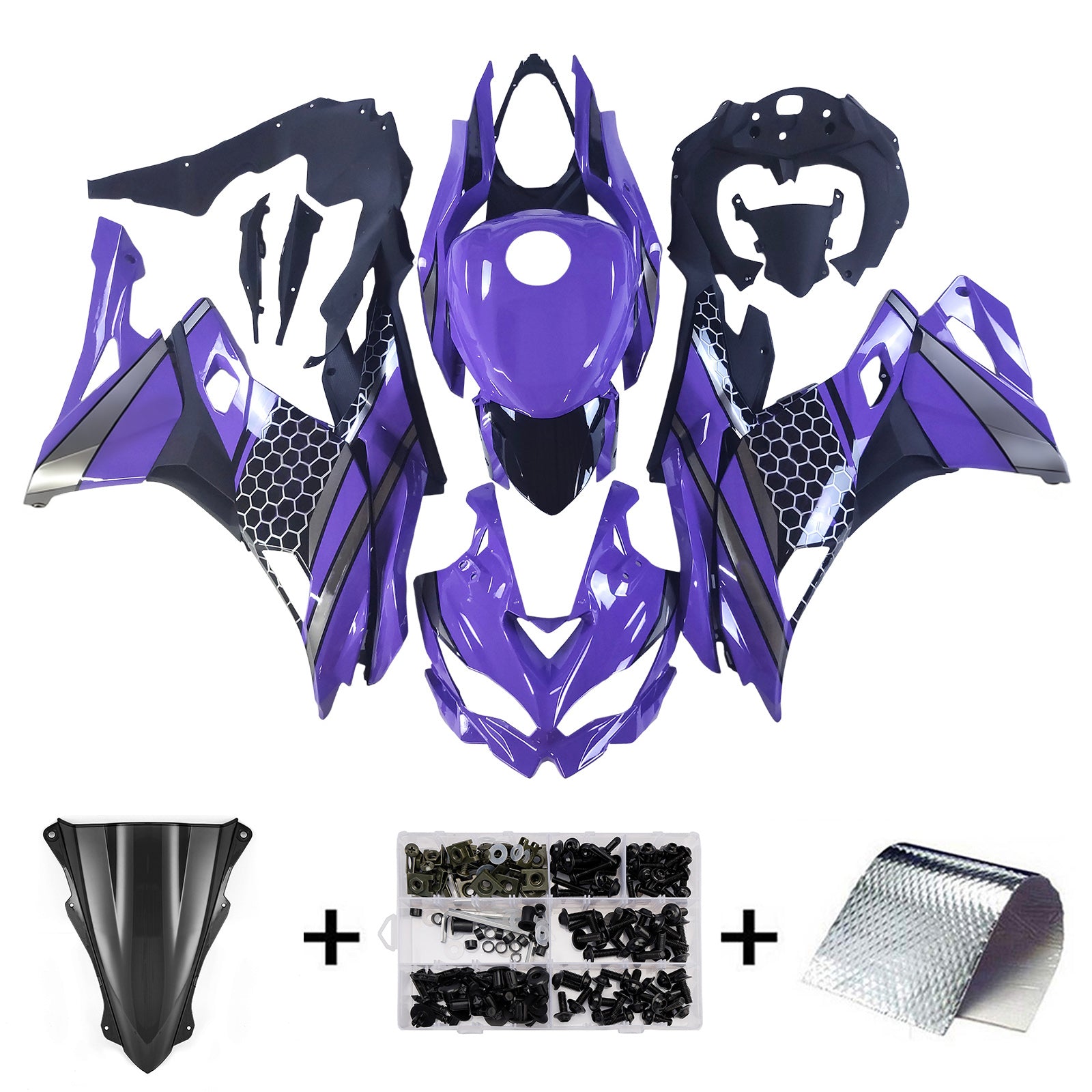 Amotopart 2019-2025 Ninja ZX-25R ZX-4R ZX-4RR Kawasaki Purple Fairing Kit