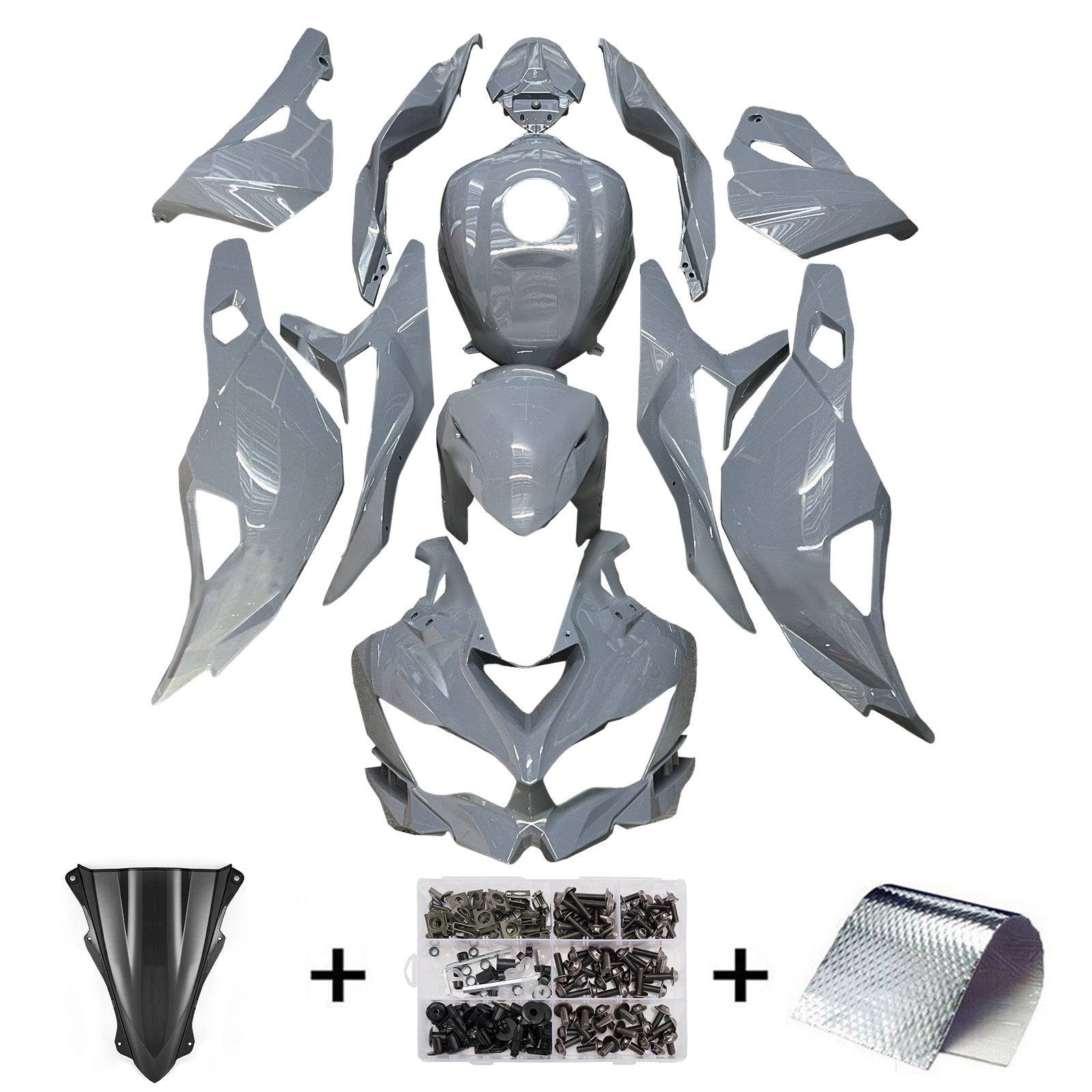 Amotopart 2019-2025 Kawasaki ZX-25R Ninja ZX-4R ZX-4RR Gray Fairing Kit