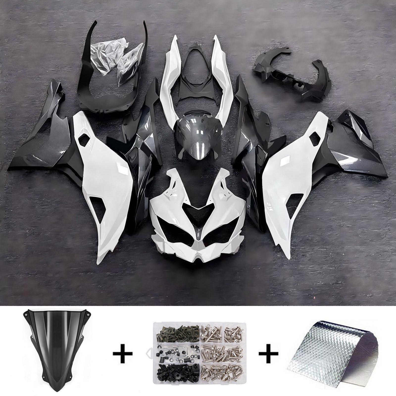 Amotopart 2019-2026 Kawasaki Ninja ZX-25R ZX-4R ZX-4RR White Black Fairing Kit