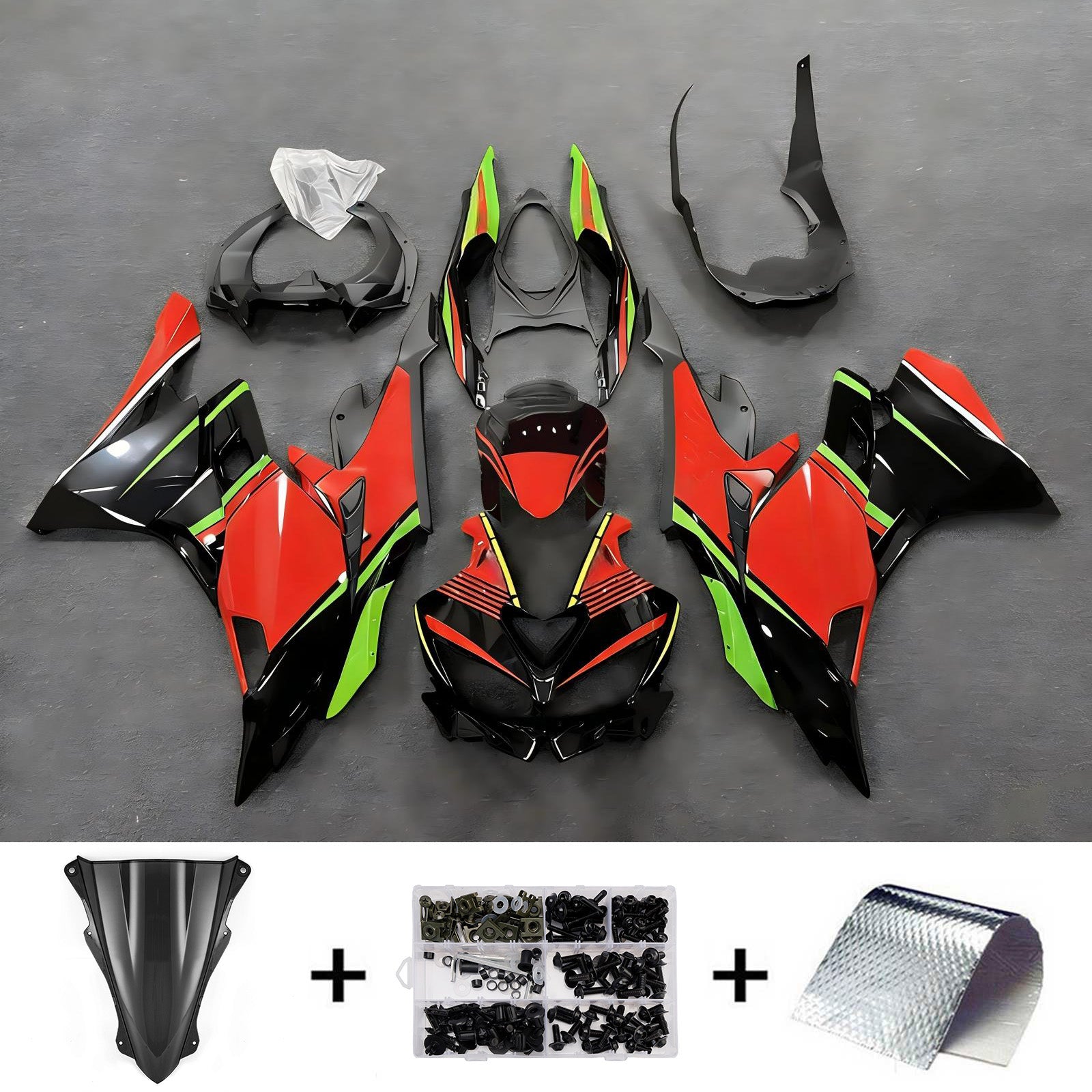 Amotopart 2019-2026 Kawasaki Ninja ZX-25R ZX-4R ZX-4RR Black Red Green Fairing Kit