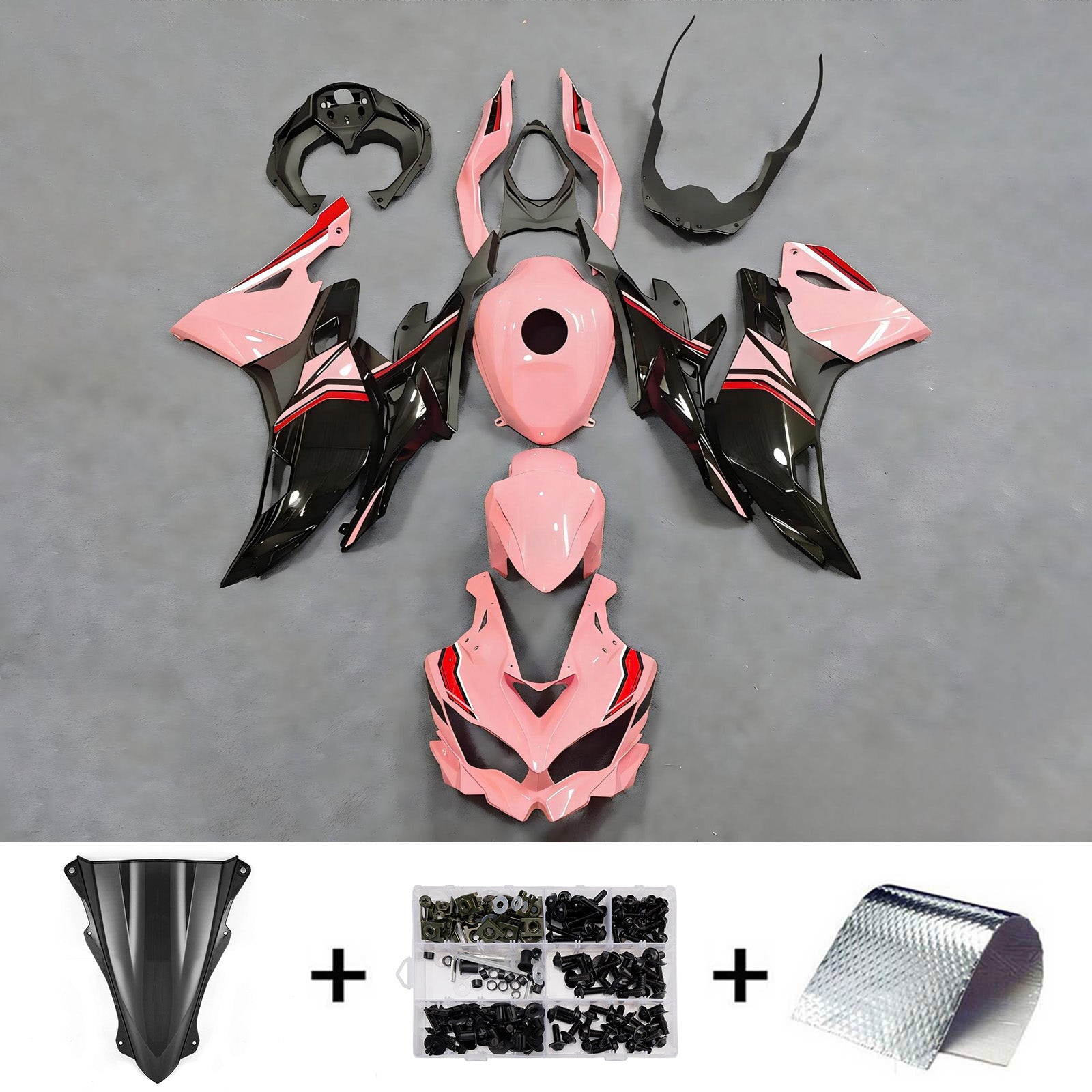 Amotopart 2019-2026 Kawasaki Ninja ZX-25R ZX-4R ZX-4RR Pink Black Red Fairing Kit