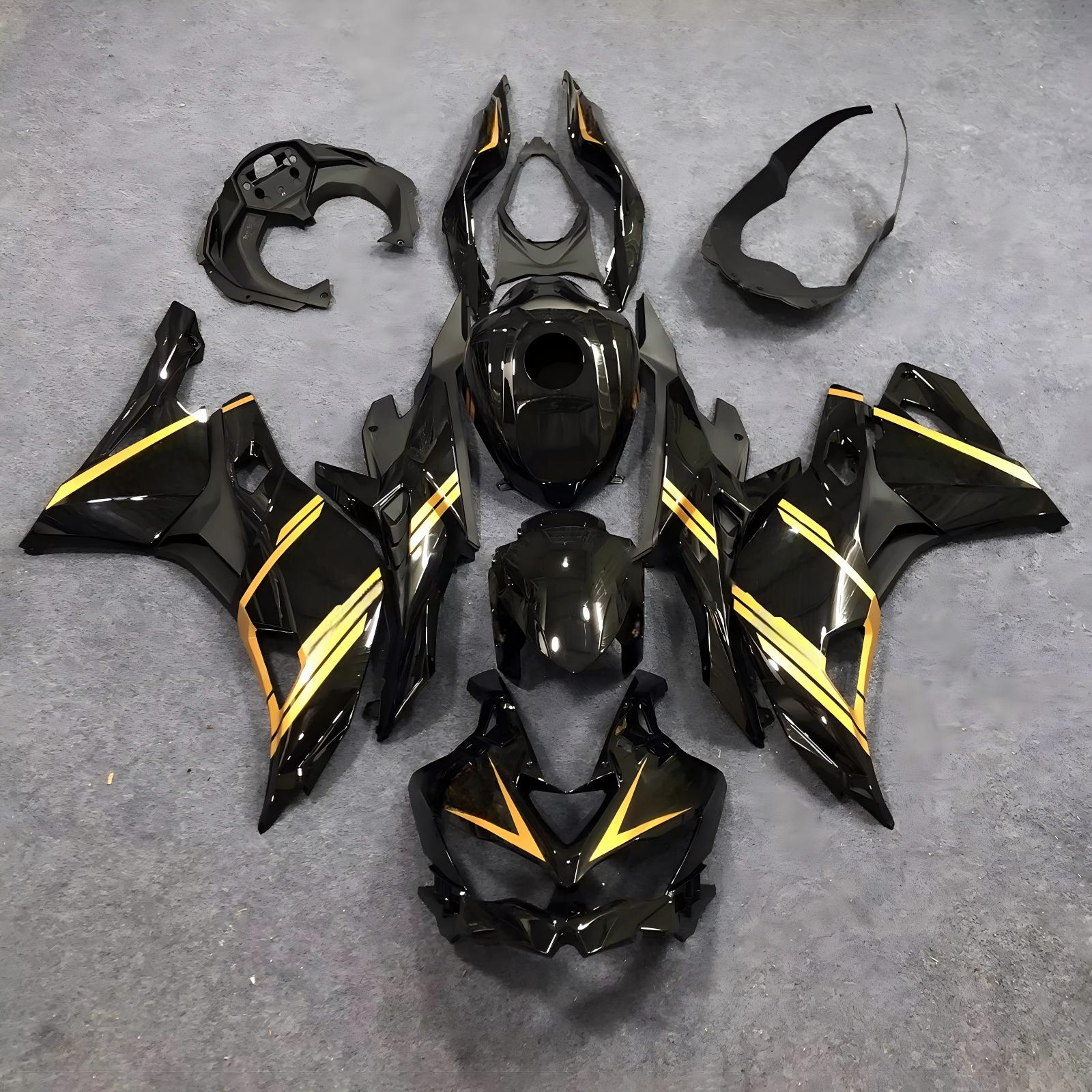 Amotopart 2019-2026 Kawasaki Ninja ZX-25R ZX-4R ZX-4RR Black Gold Fairing Kit