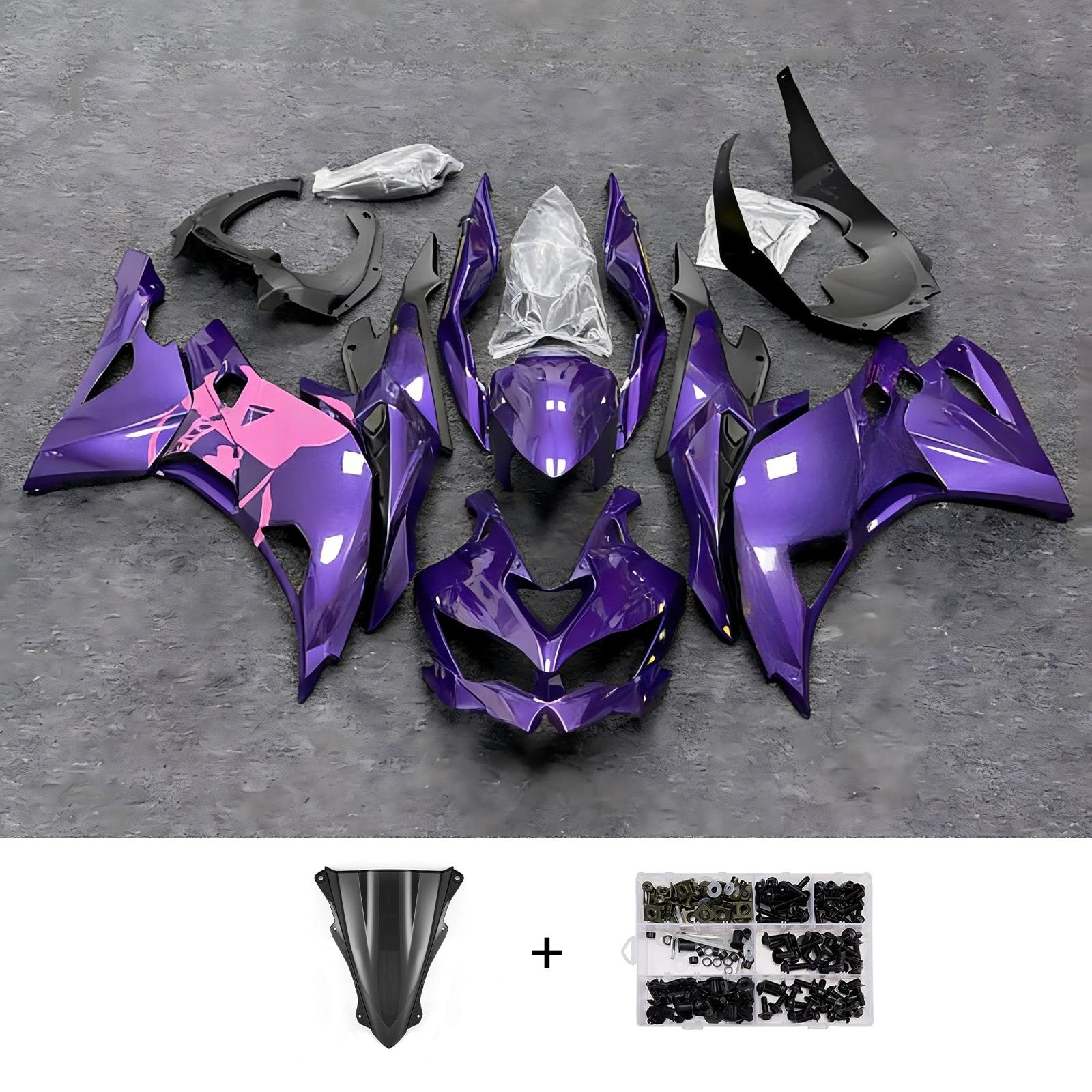 Amotopart 2019-2026 Kawasaki Ninja ZX-25R ZX-4R ZX-4RR Purple Pink Yel