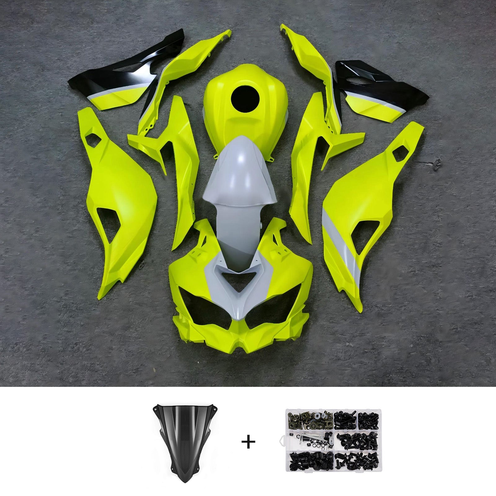 Amotopart 2019-2026 Kawasaki Ninja ZX-25R ZX-4R ZX-4RR Yellow Grey Fairing Kit