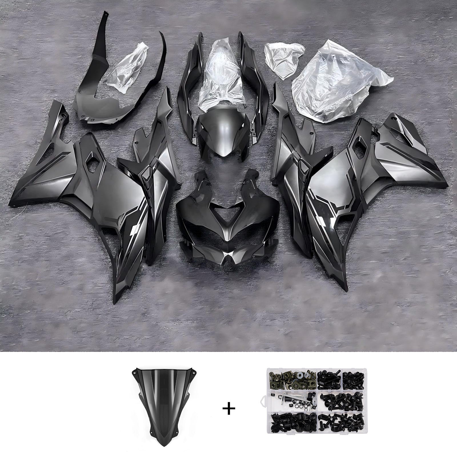 Amotopart 2019-2026 Kawasaki Ninja ZX-25R ZX-4R ZX-4RR Grey Fairing Kit