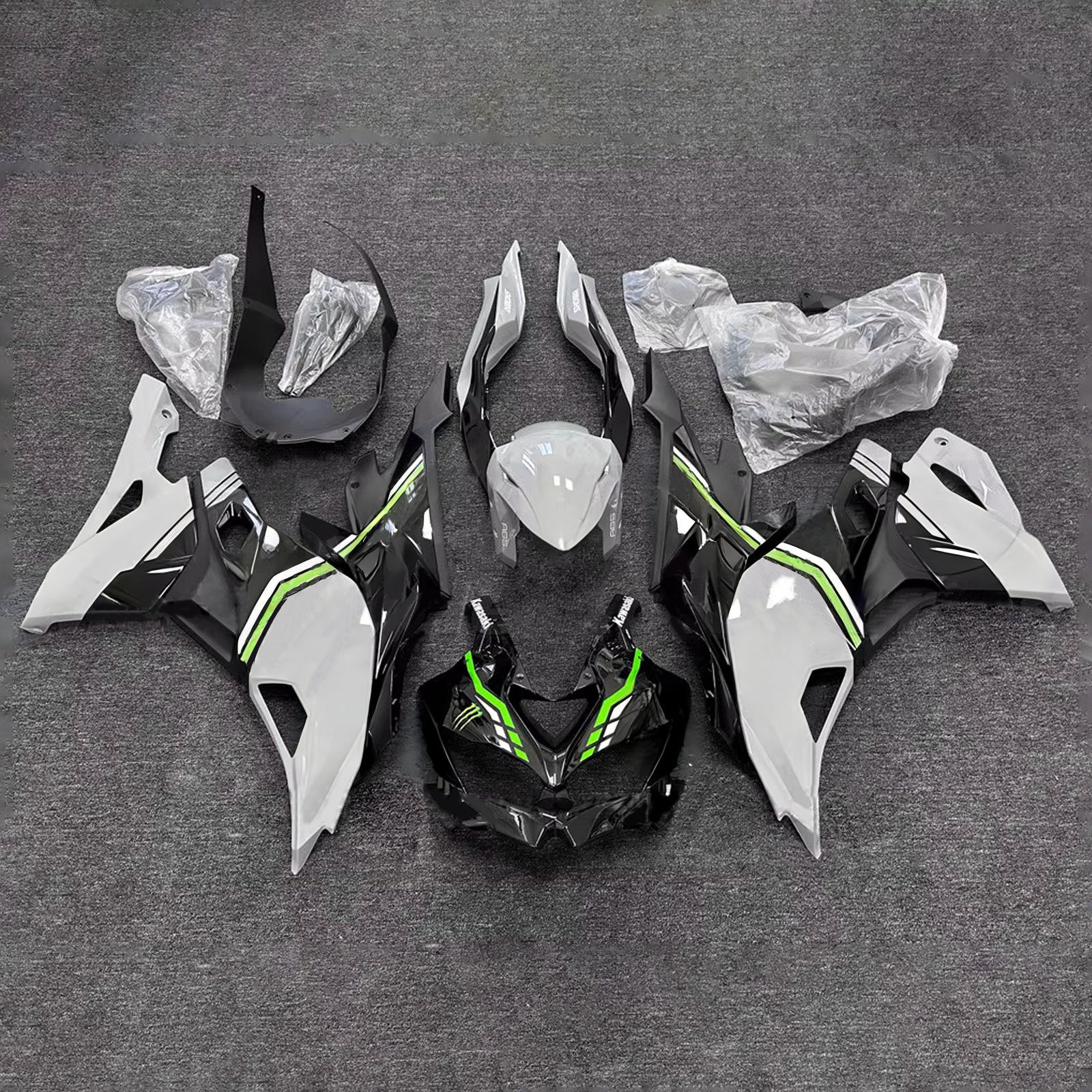Amotopart 2019-2026 Kawasaki Ninja ZX-25R ZX-4R ZX-4RR Black Grey Green Fairing Kit