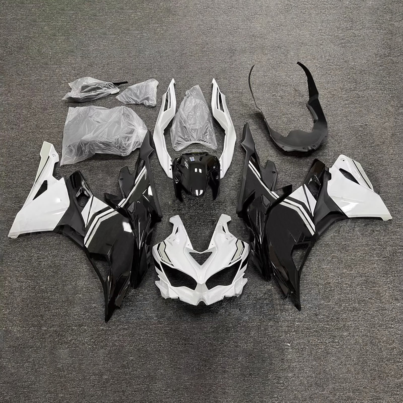 Amotopart 2019-2026 Kawasaki Ninja ZX-25R ZX-4R ZX-4RR Black & White Fairing Kit