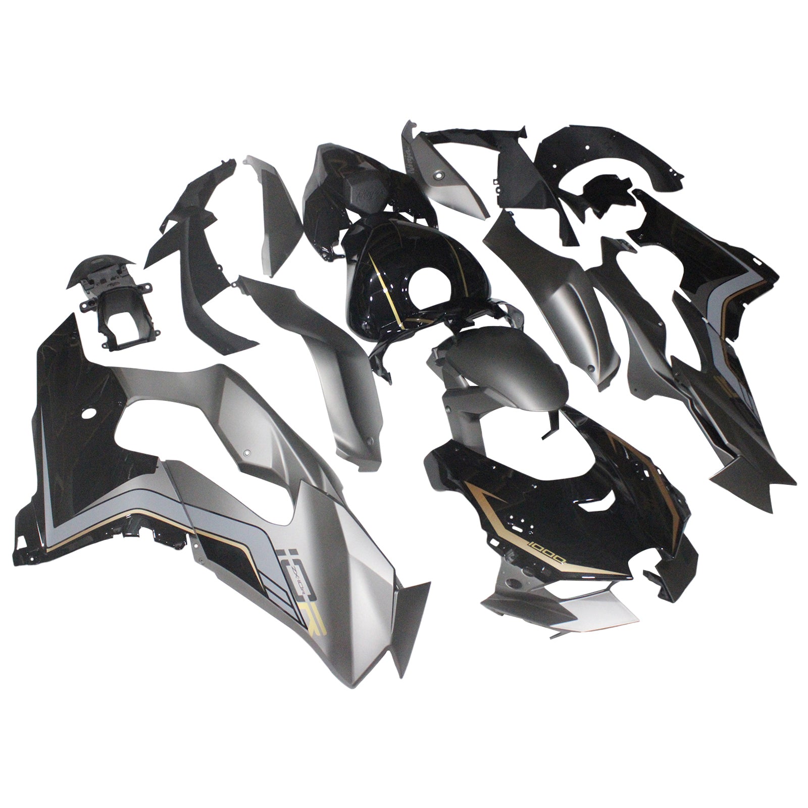 Amotopart 2021-2024 Kawasaki ZX10R ZX10RR Black Style4 Fairing Kit