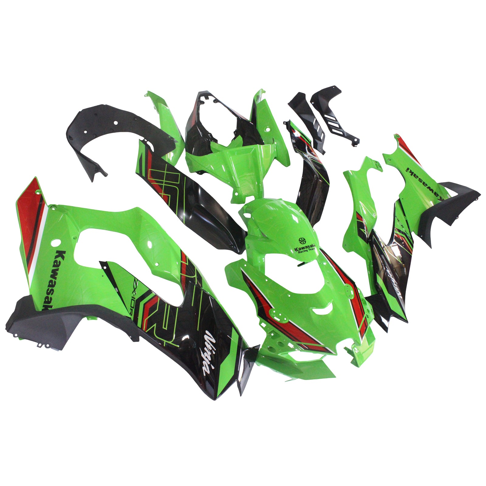 Amotopart 2021-2025 Kawasaki ZX10R ZX10RR Green Black Style8 Fairing Kit