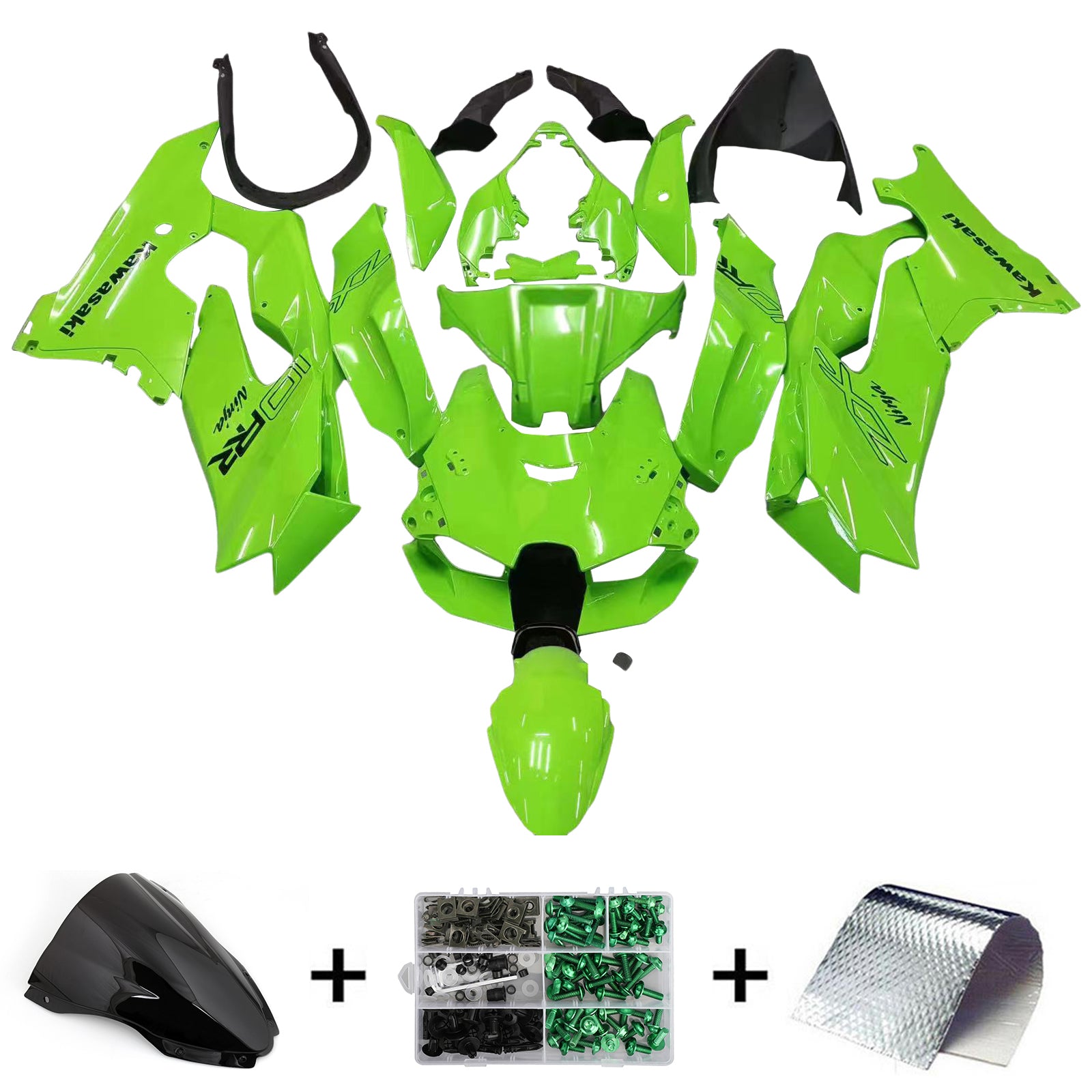 Amotopart 2021-2024 Kawasaki ZX10R ZX10RR グリーン フェアリングキット