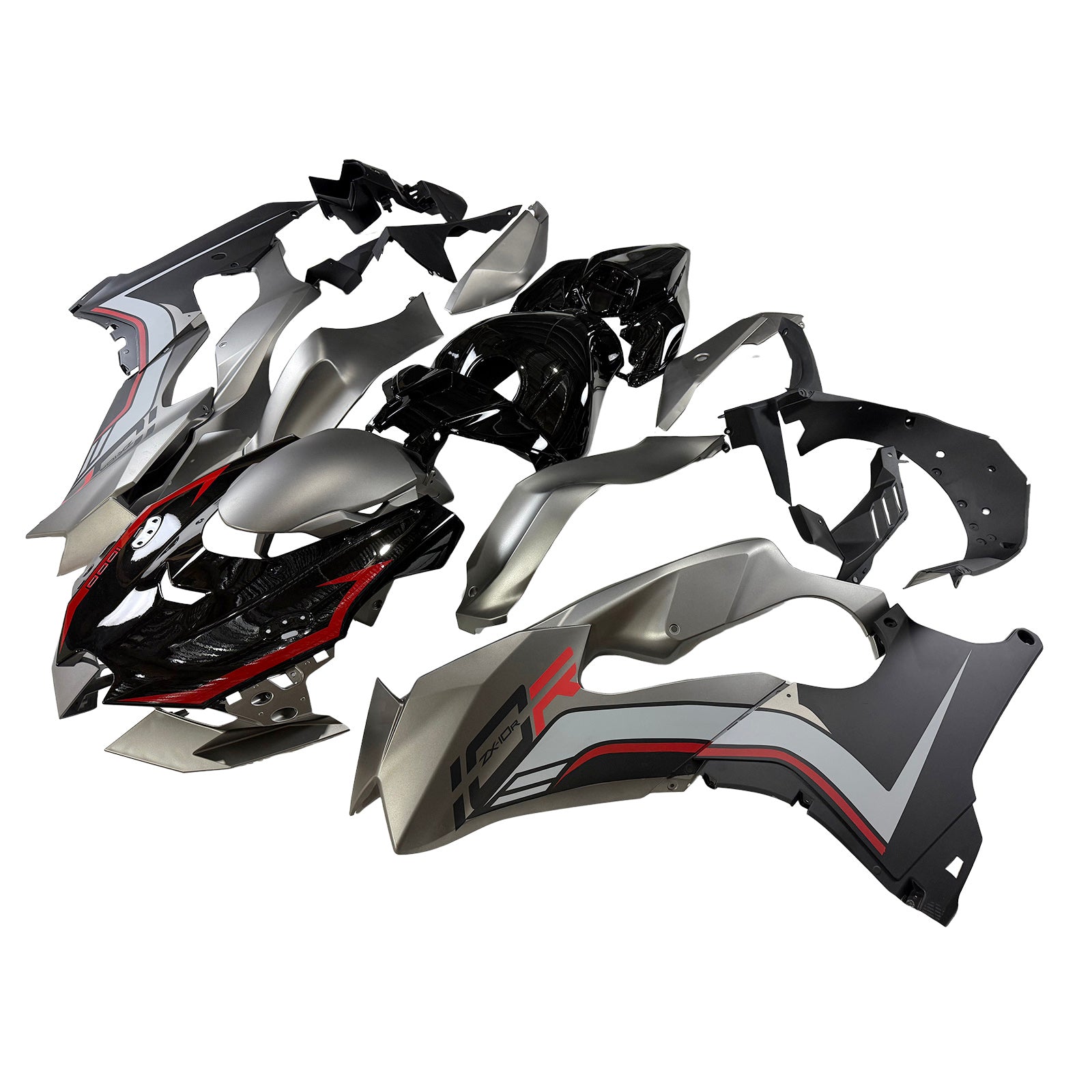 Amotopart 2021–2025 Kawasaki ZX10R ZX10RR Black Style2 Verkleidungsset