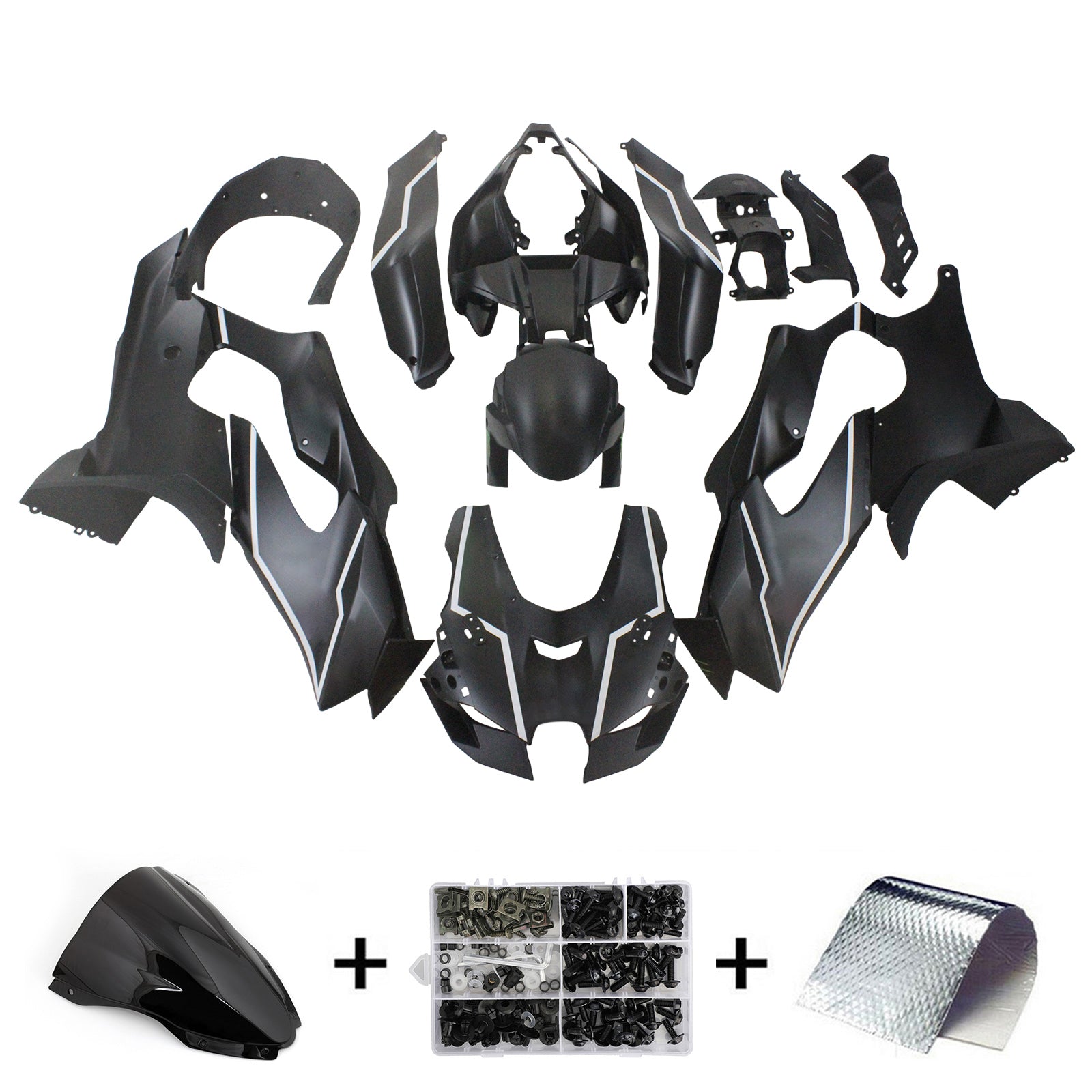 Amotopart 2021-2025 Kawasaki ZX10R ZX10RR Black Style1 Fairing