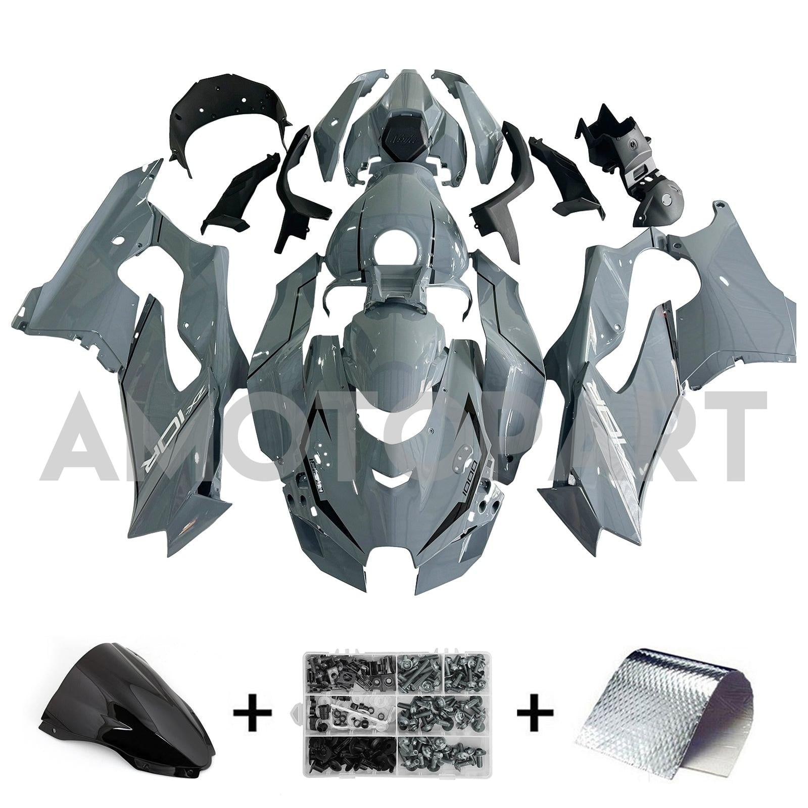 Amotopart 2021-2025 Kawasaki ZX10R ZX10RR Grey Fairing Kit