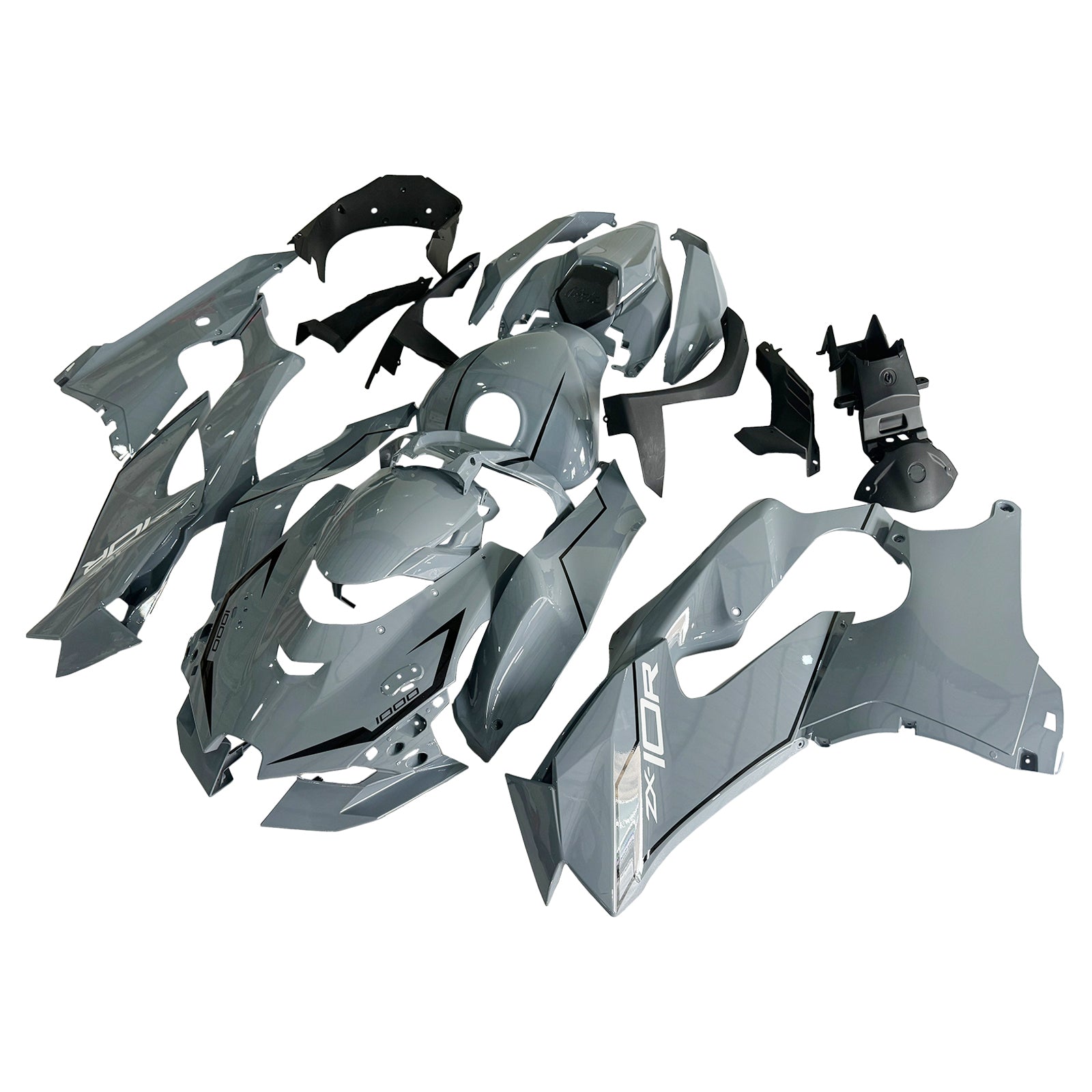Amotopart 2021-2025 Kawasaki ZX10R ZX10RR Gray Fairing Kit