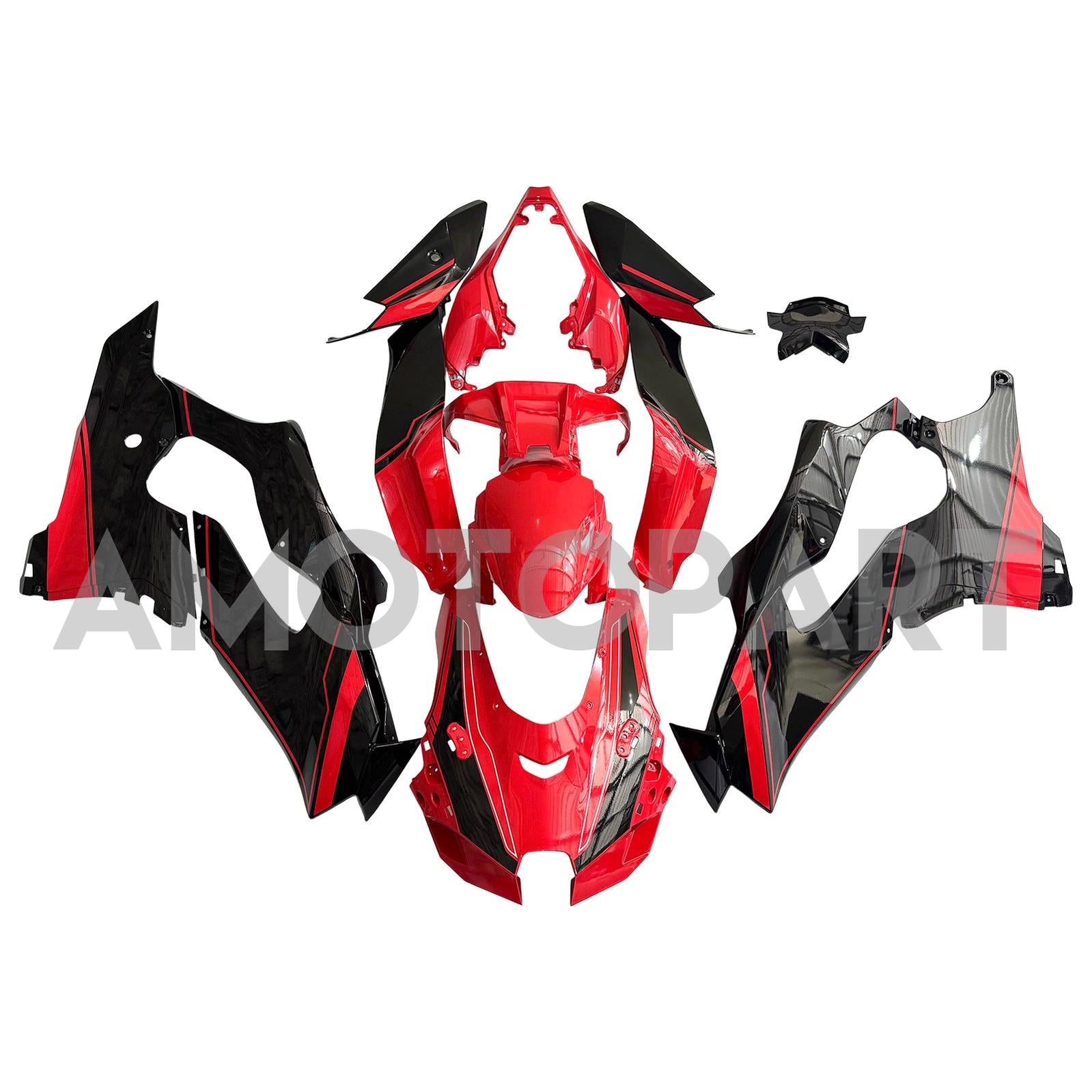 Amotopart 2021-2025 Kawasaki ZX10R ZX10RR Black Red Fairing Kit