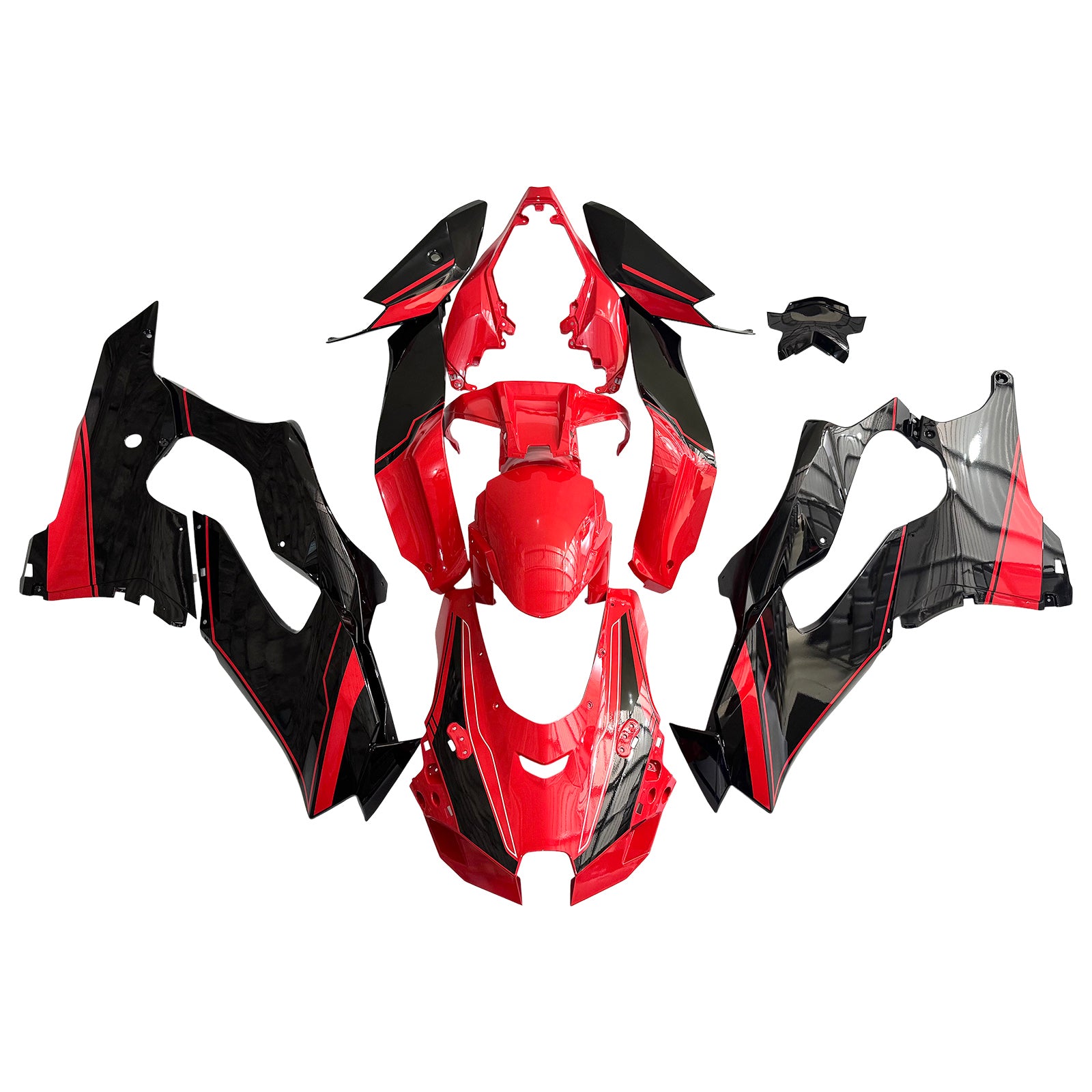 Amotopart 2021-2025 Kawasaki ZX10R ZX10RR Black Red Fairing Kit