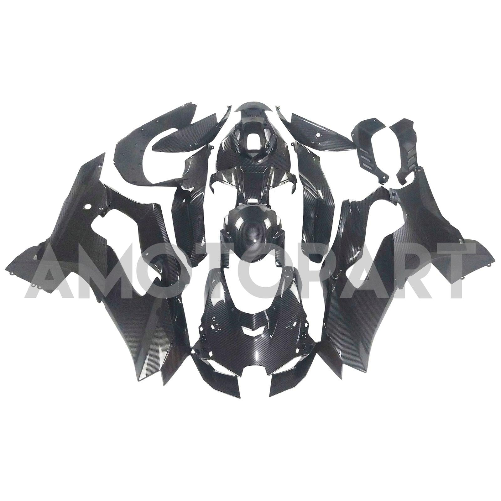 Amotopart 2021-2025 Kawasaki ZX10R ZX10RR Carbon Fiber Glossy Black Fairing Kit