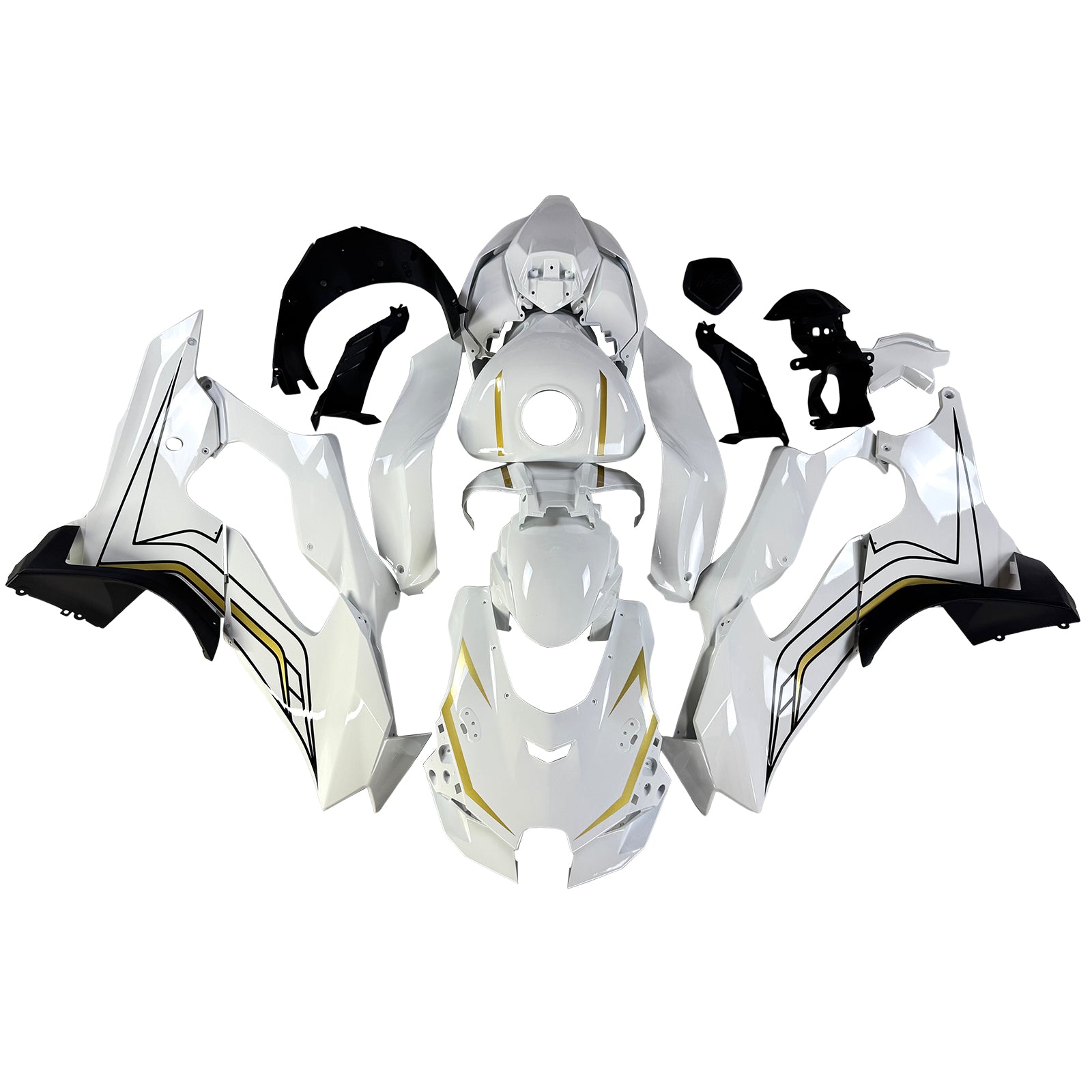 Amotopart 2021-2025 Kawasaki ZX10R ZX10RR Glossy White Fairing Kit