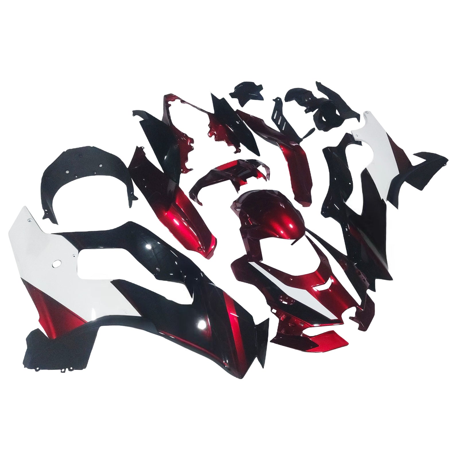 Amotopart 2021-2025 Kawasaki ZX10R ZX10RR Glossy Black White Red Fairing Kit