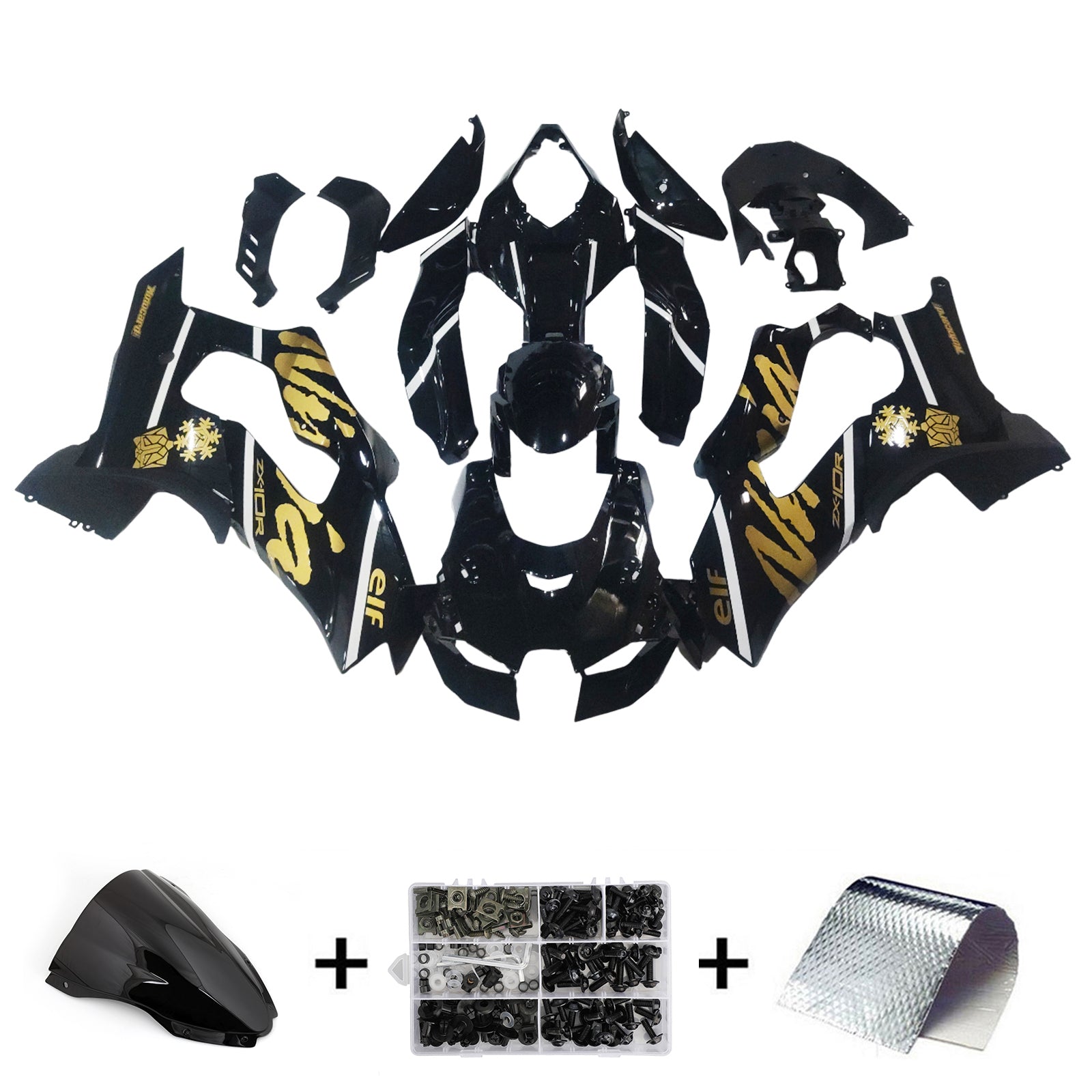 Amotopart 2021-2025 Kawasaki ZX 10RR ZX 10R Black White Fairing Kit