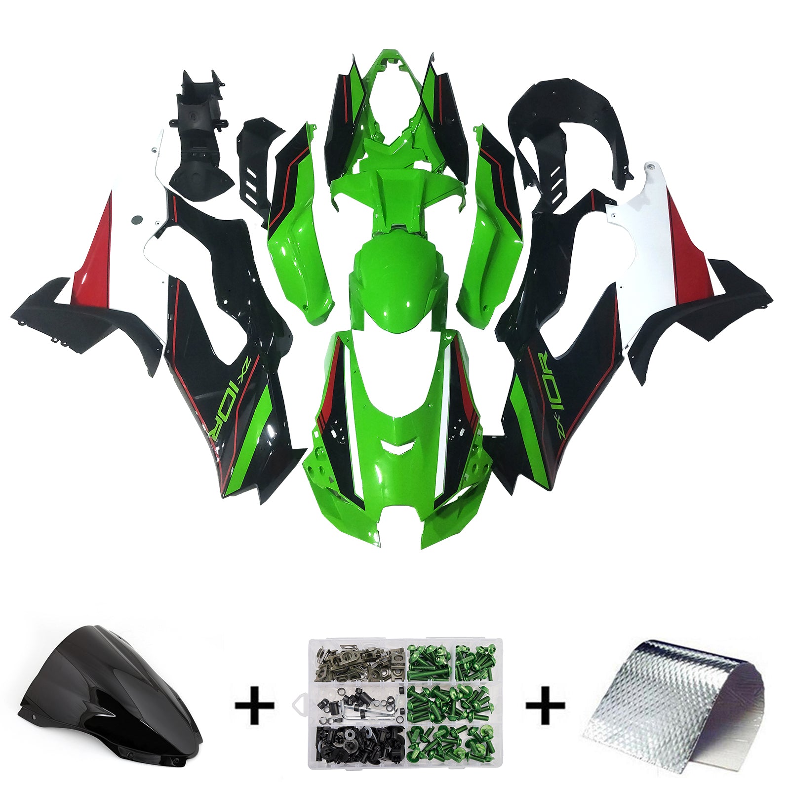Amotopart 2021-2025 Kawasaki ZX 10RR ZX 10R Black White Green Red Fairing Kit