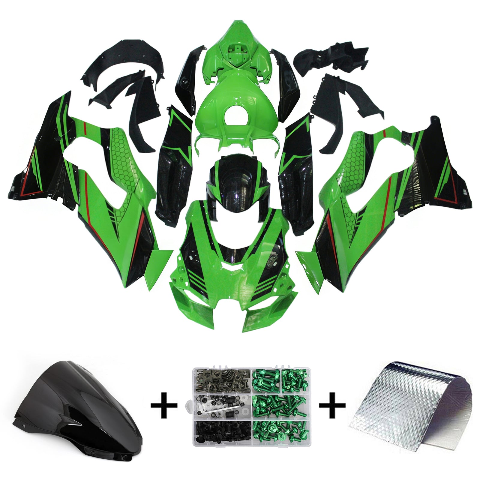 Amotopart 2021-2025 Kawasaki ZX 10RR ZX 10R Sort Rød Grøn Fairing Kit