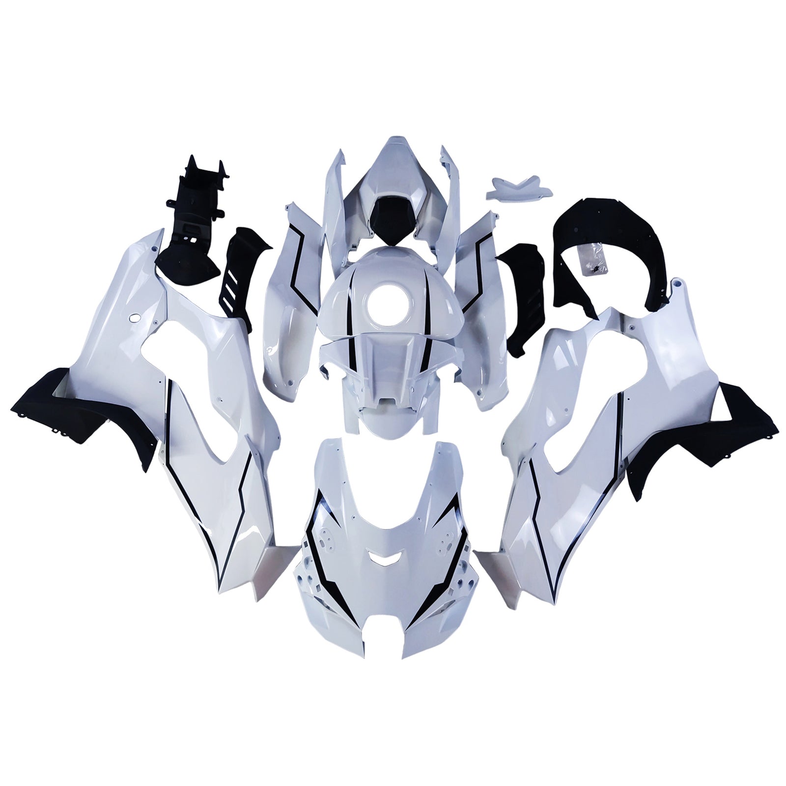 Amotopart 2021-2025 Kawasaki ZX 10RR ZX 10R Glossy Black White  Fairing Kit