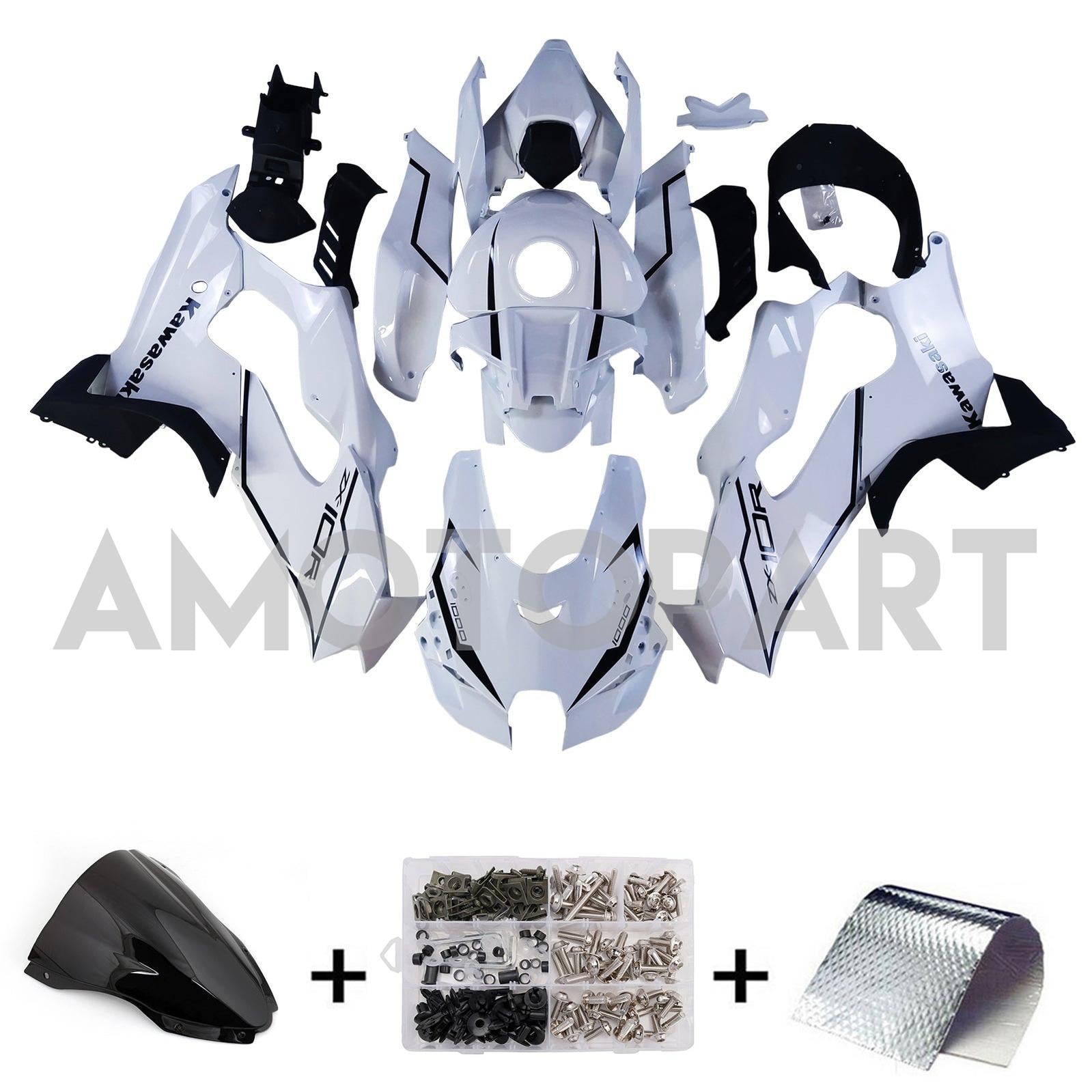 Amotopart 2021-2025 KAWASAKI ZX 10RR ZX 10R Glossy Black White Beurskit