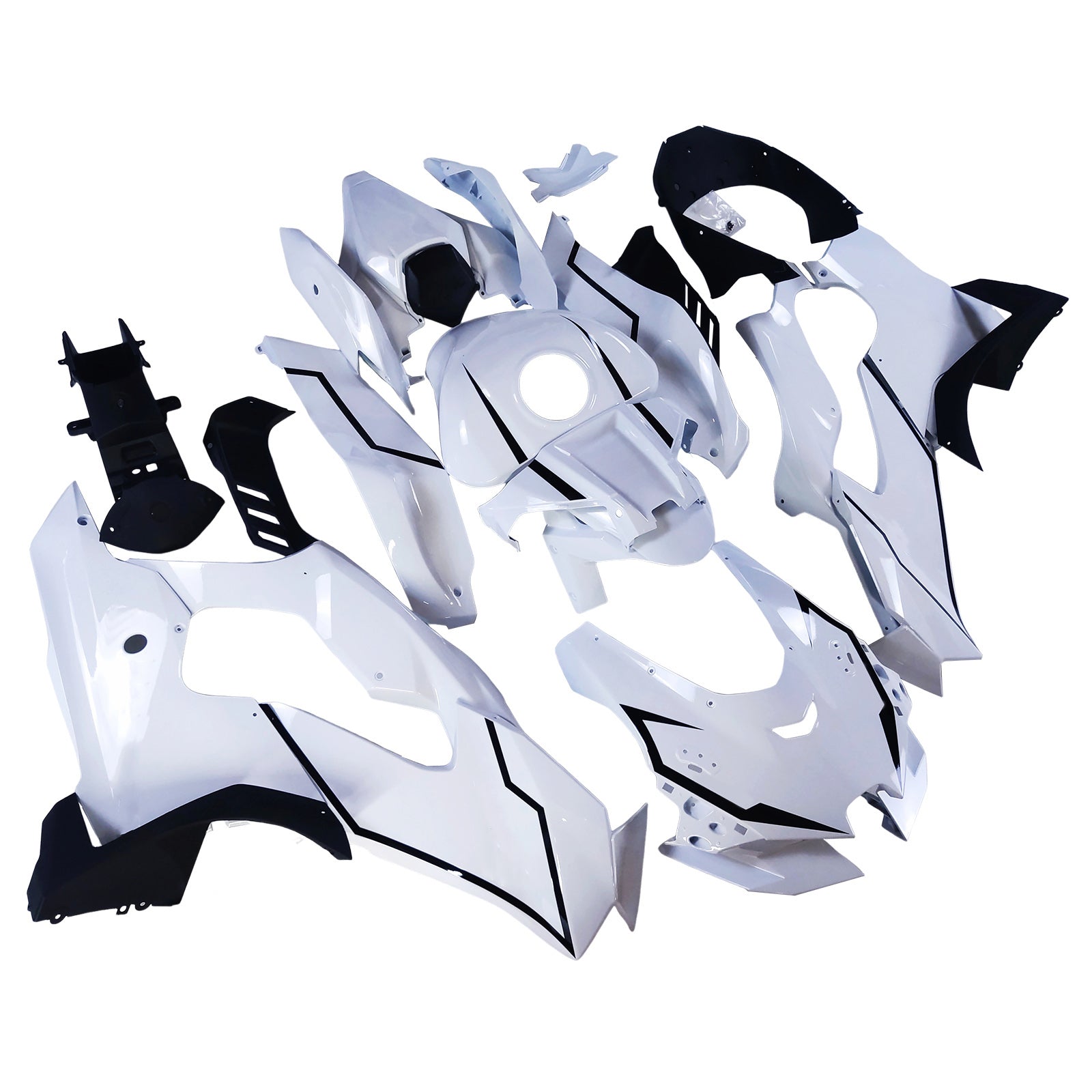 Amotopart 2021-2025 Kawasaki ZX 10RR ZX 10R Glossy Black White  Fairing Kit