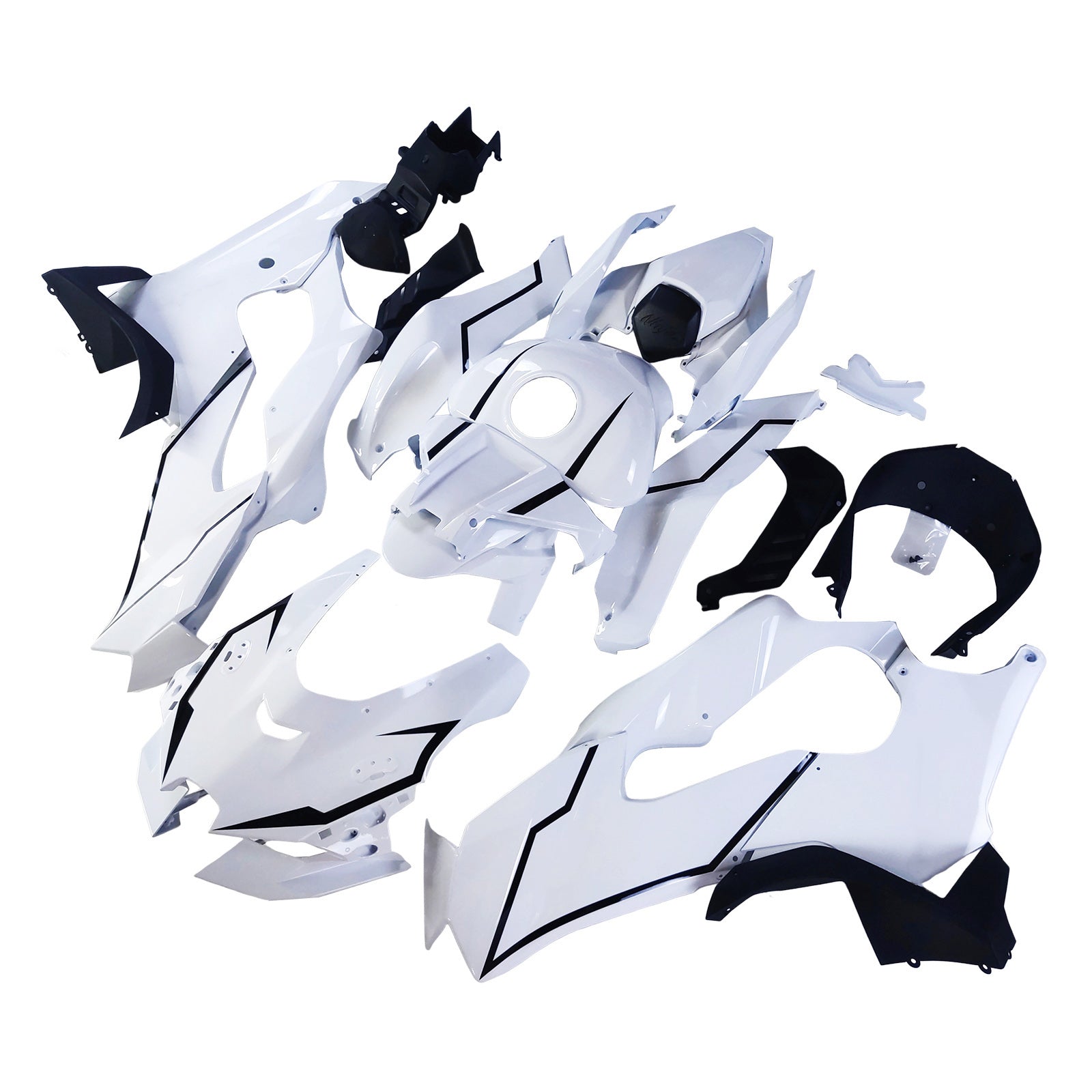 Amotopart 2021-2025 Kawasaki ZX 10RR ZX 10R Glossy Black White  Fairing Kit