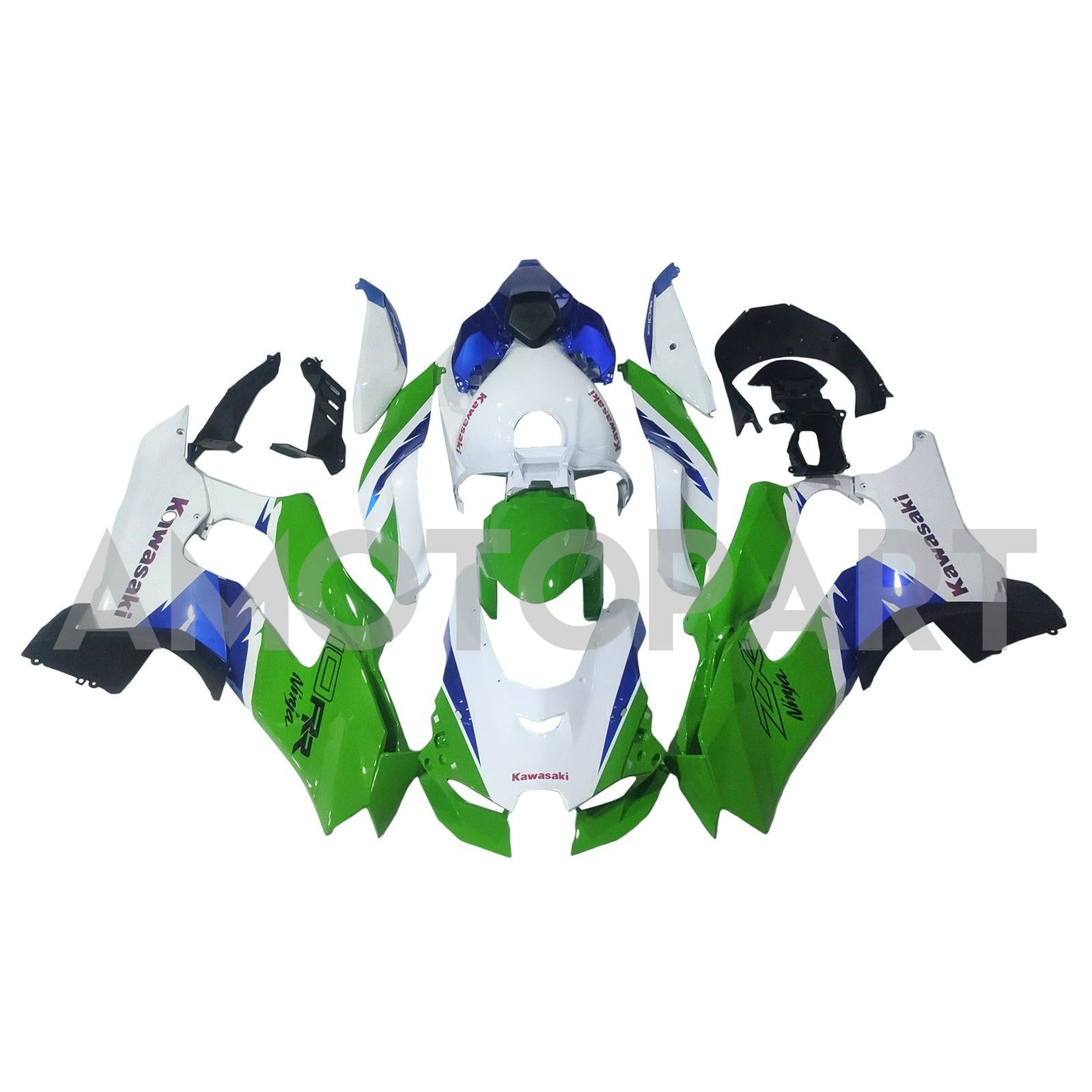 Amotopart 2021-2024 Kawasaki ZX 10RR ZX 10R ホワイト グリーン ブルー フェアリングキット