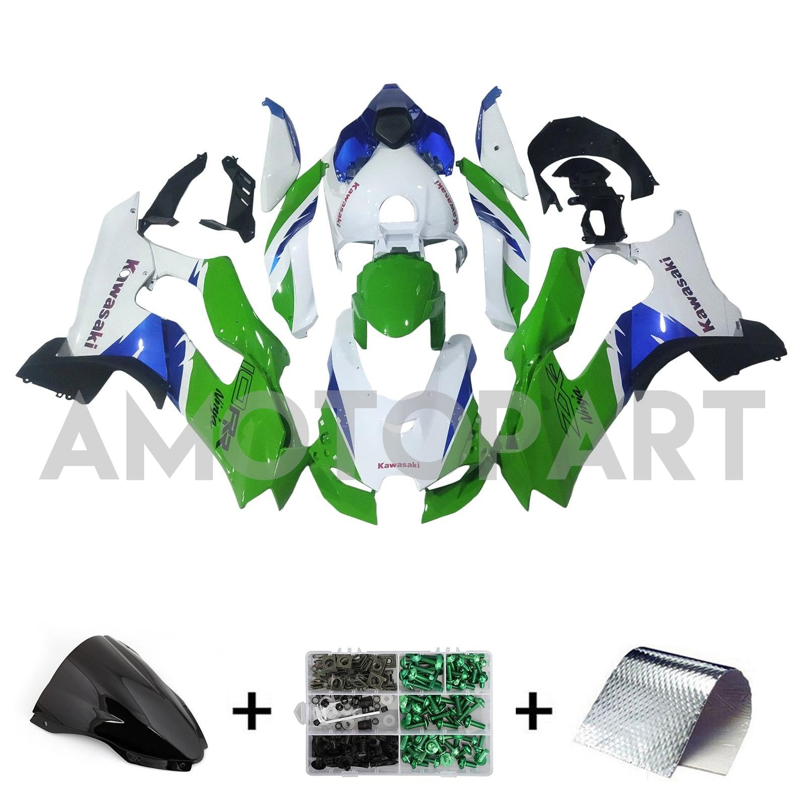 Amotopart 2021-2025 Kawasaki ZX 10RR ZX 10R White Green Blue Blue Verkellung