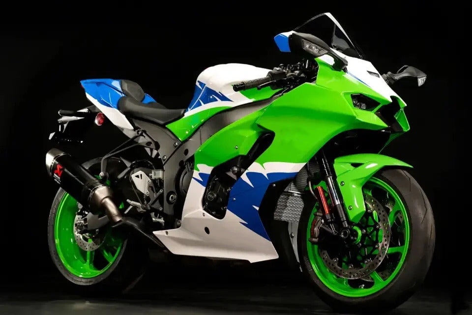 Amotopart 2021-2025 Kawasaki ZX 10RR ZX 10R White Green Blue Fairing Kit