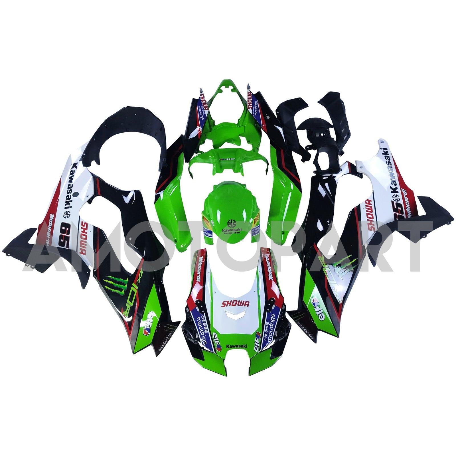 Amotopart 2021-2025 ZX-10R ZX-10RR Kawasaki Green&White Fairing Kit