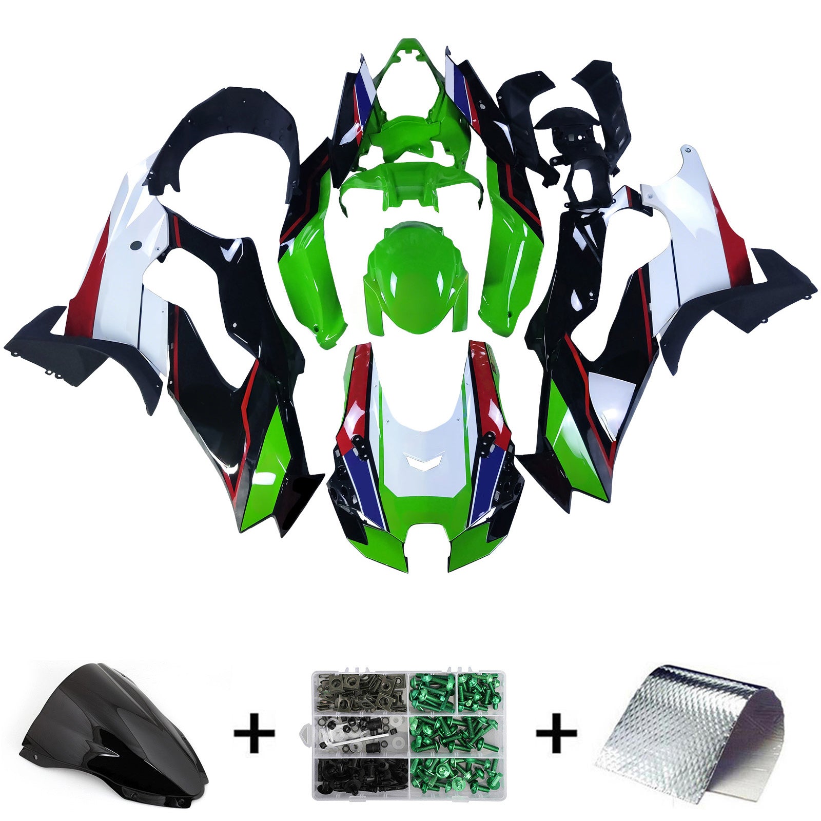 Amotopart 2021-2024 ZX-10R ZX-10RR Kawasaki グリーン&ホワイト
