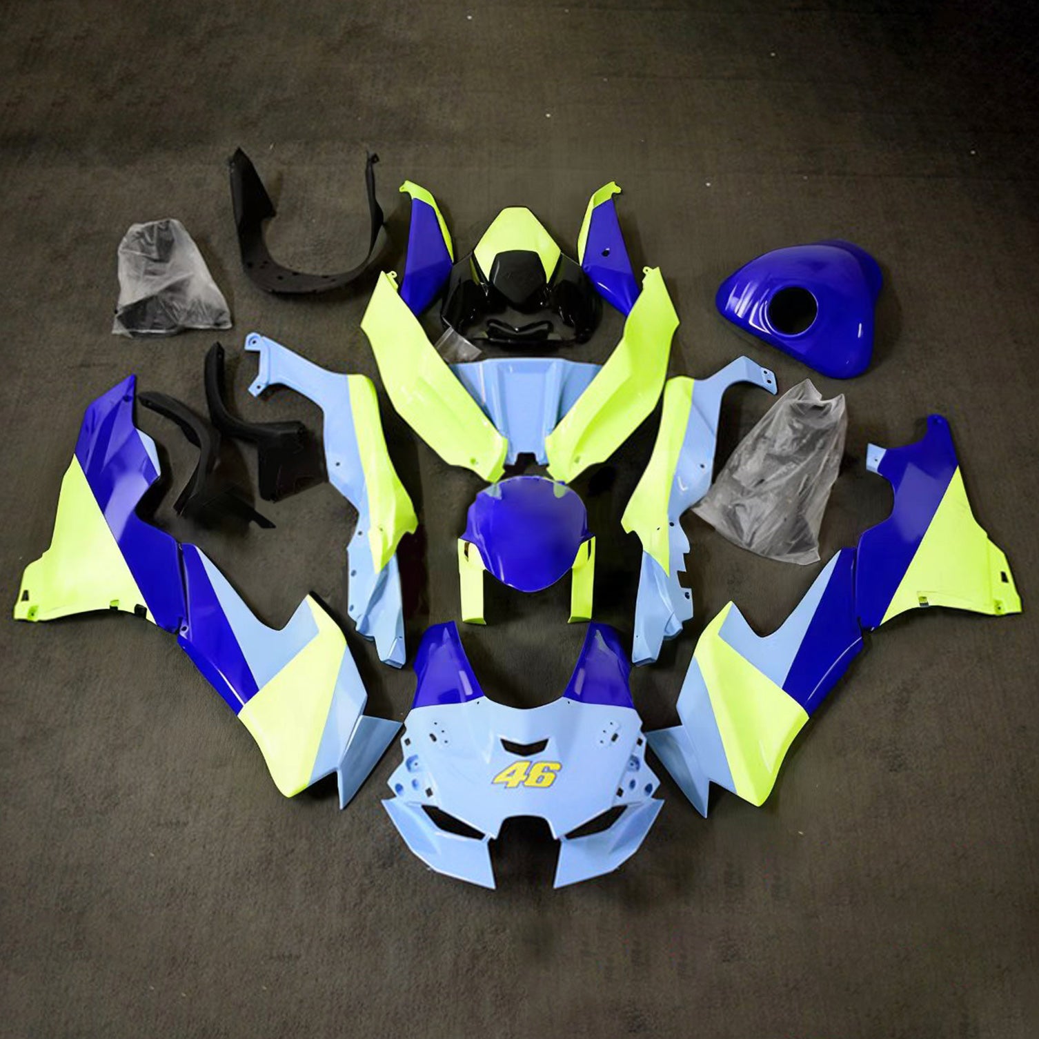 Amotopart 2021-2025 ZX-10R ZX-10RR Kawasaki Blue&Yellow Fairing Kit