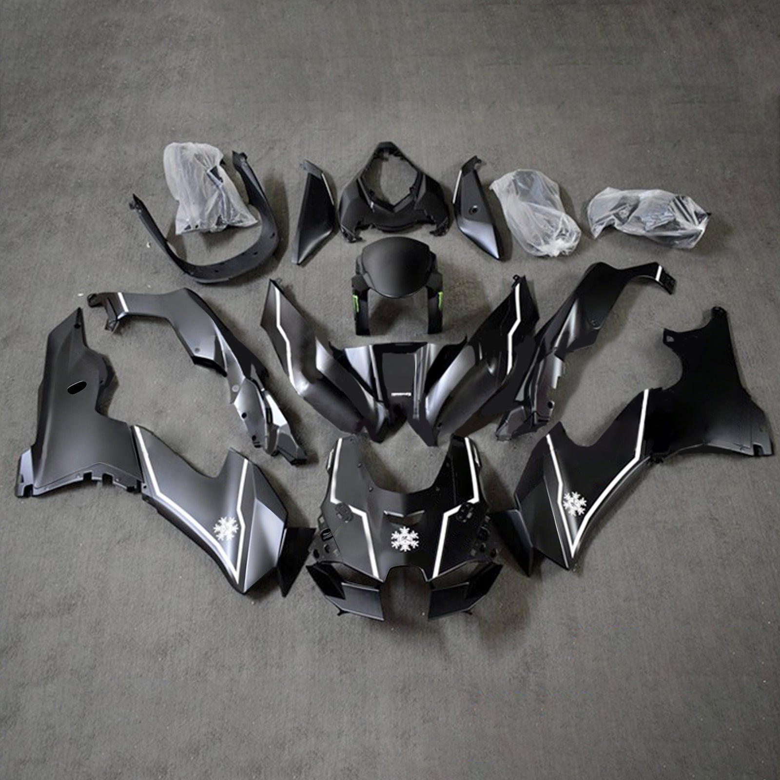 Amotopart 2021–2025 ZX-10R ZX-10RR Kawasaki Schwarz mit weißem Verkleidungsset