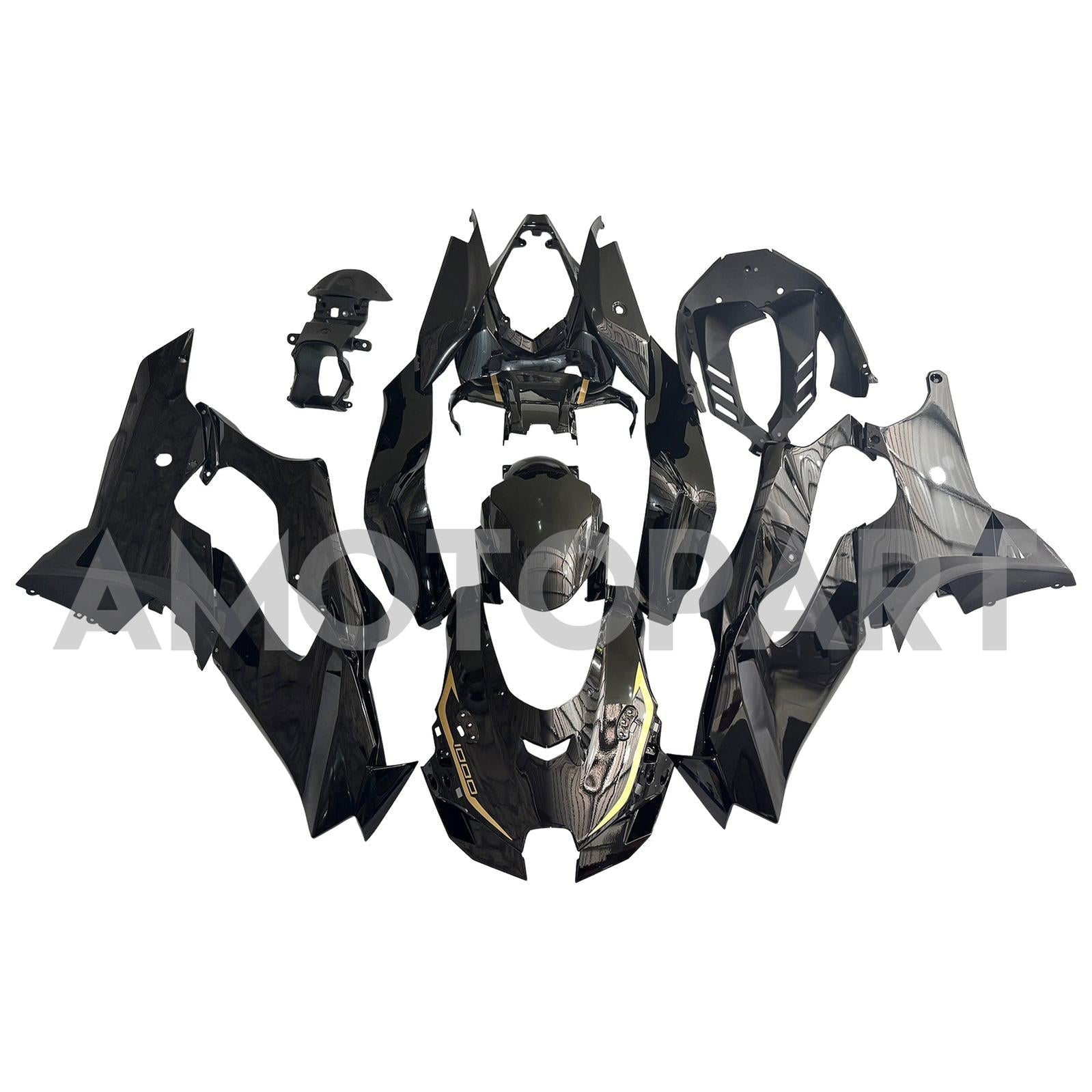 Amotopart 2021-2025 Kawasaki ZX14R ZZR1400 ブラック フェアリングキット